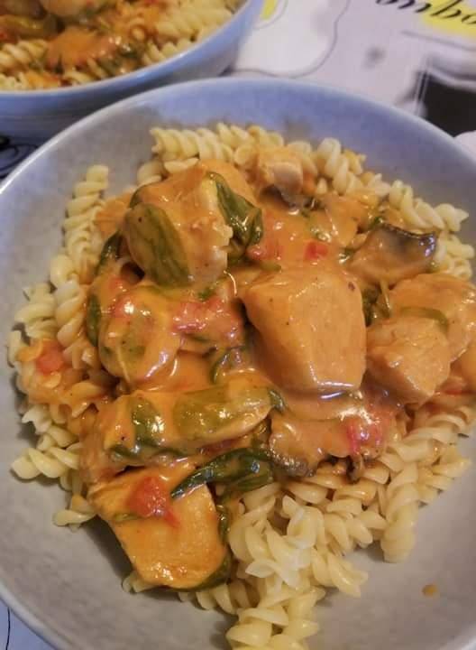 Poulet sauce coco epinard poivron - Recette Cookeo | Moulinex