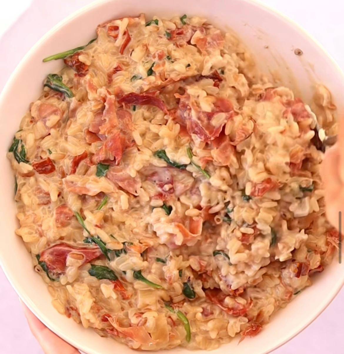 Risotto épinards jambon cru tomates séchées - Recette Cookeo V3 | Moulinex