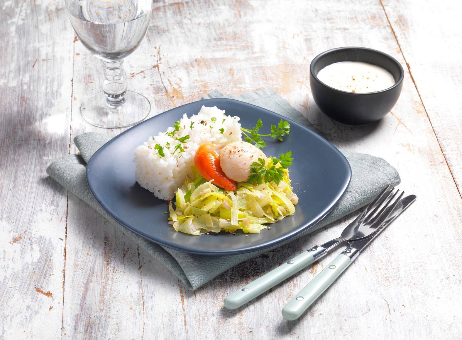 Noix de Saint-Jacques aux poireaux - Recette Cook'in One | Moulinex
