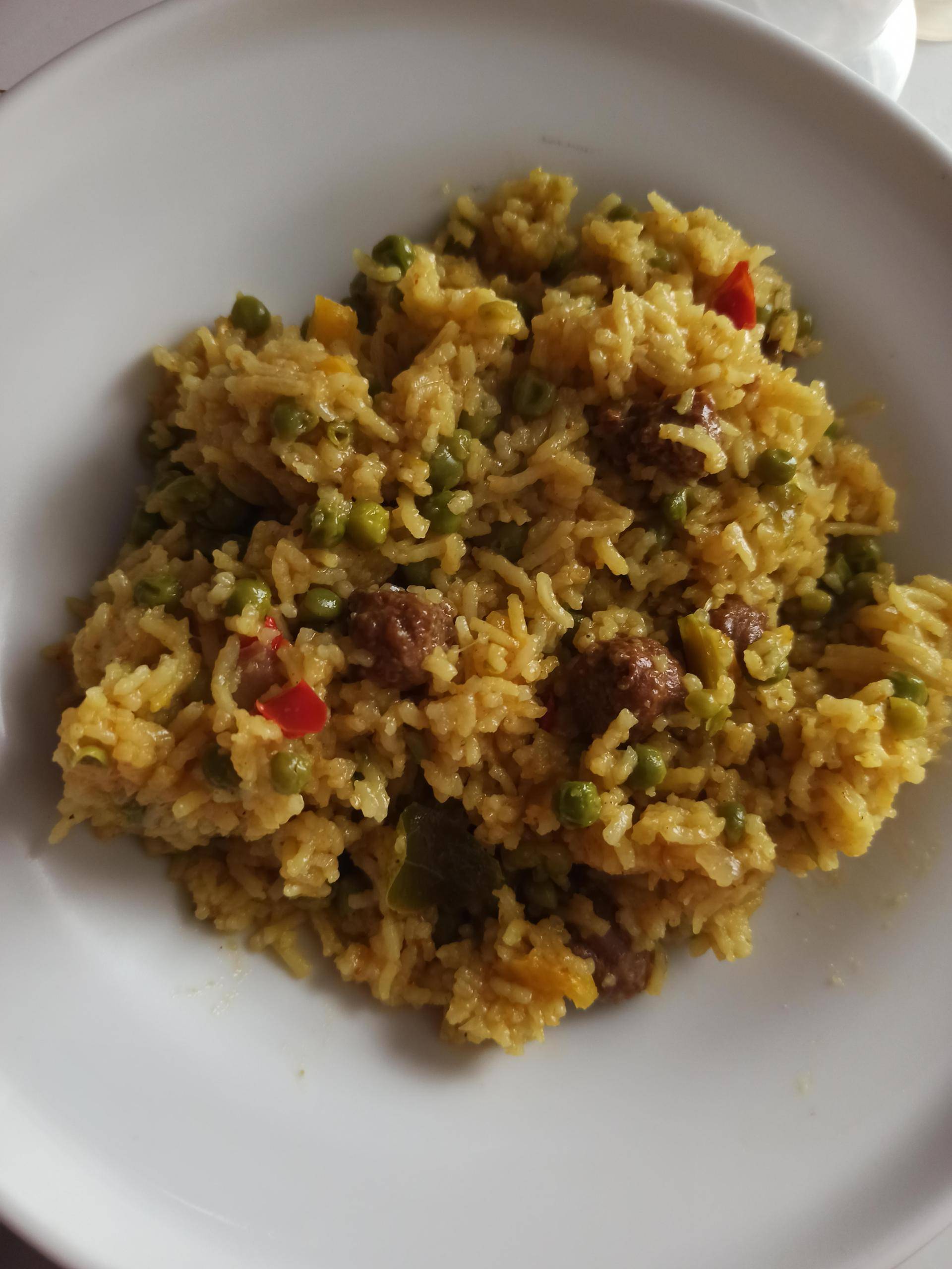 Riz merguez, poivron, petit pois - Recette Cookeo | Moulinex