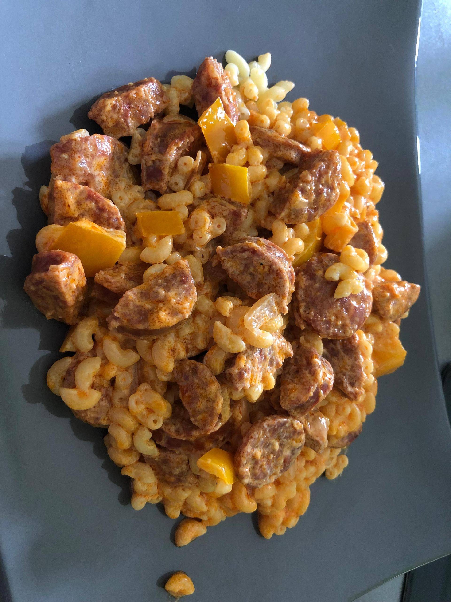 Pâtes chorizo poivrons - Recette Cookeo | Moulinex