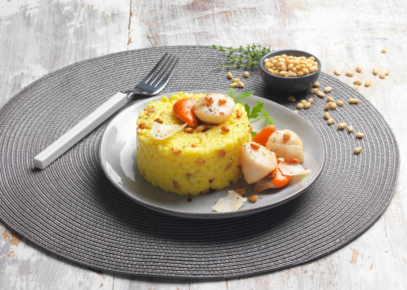 Risotto aux noix de Saint-Jacques et pignons de pin - Recette Cook'in One | Moulinex