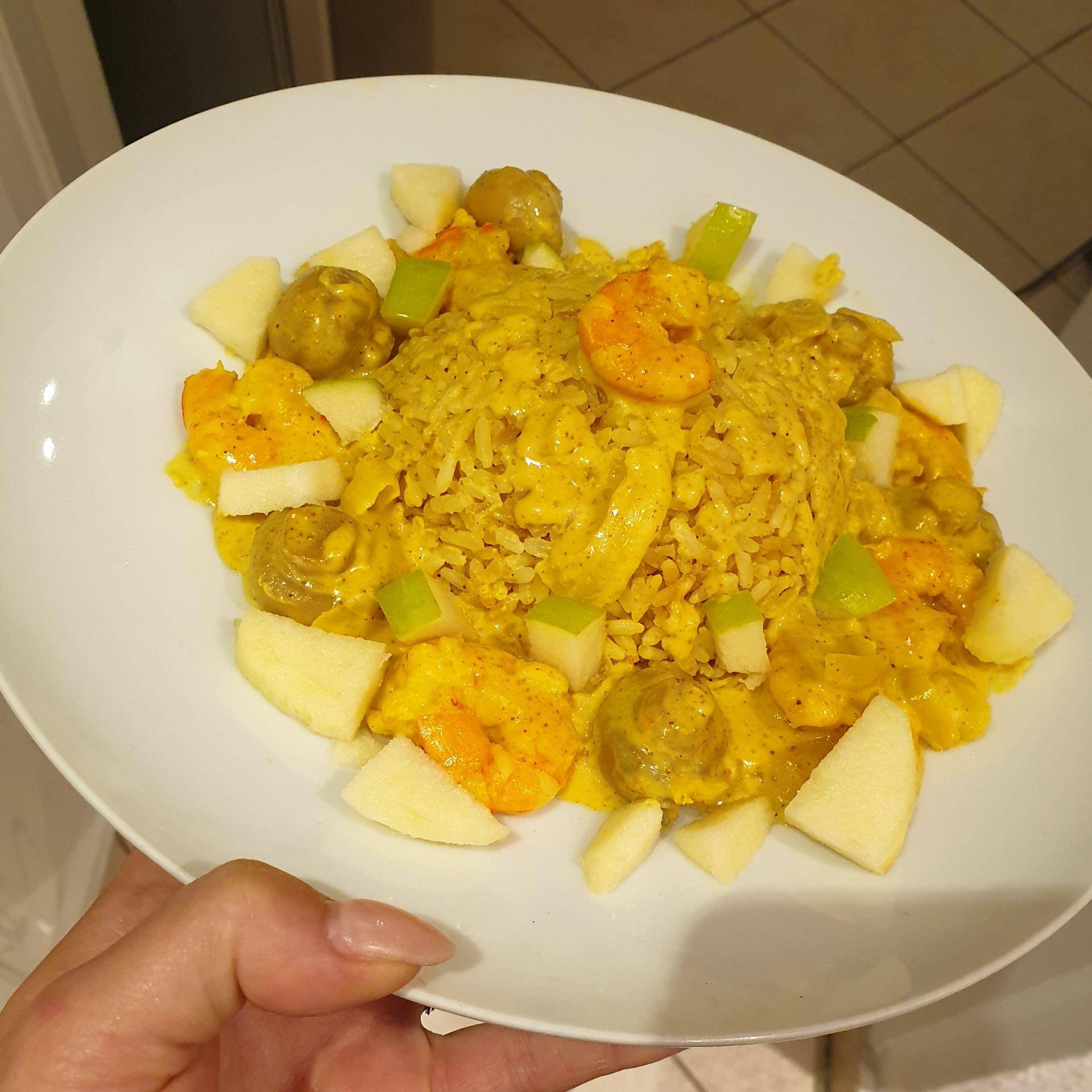 Crevettes curry coco pomme granny et son riz - Recette Cookeo | Moulinex