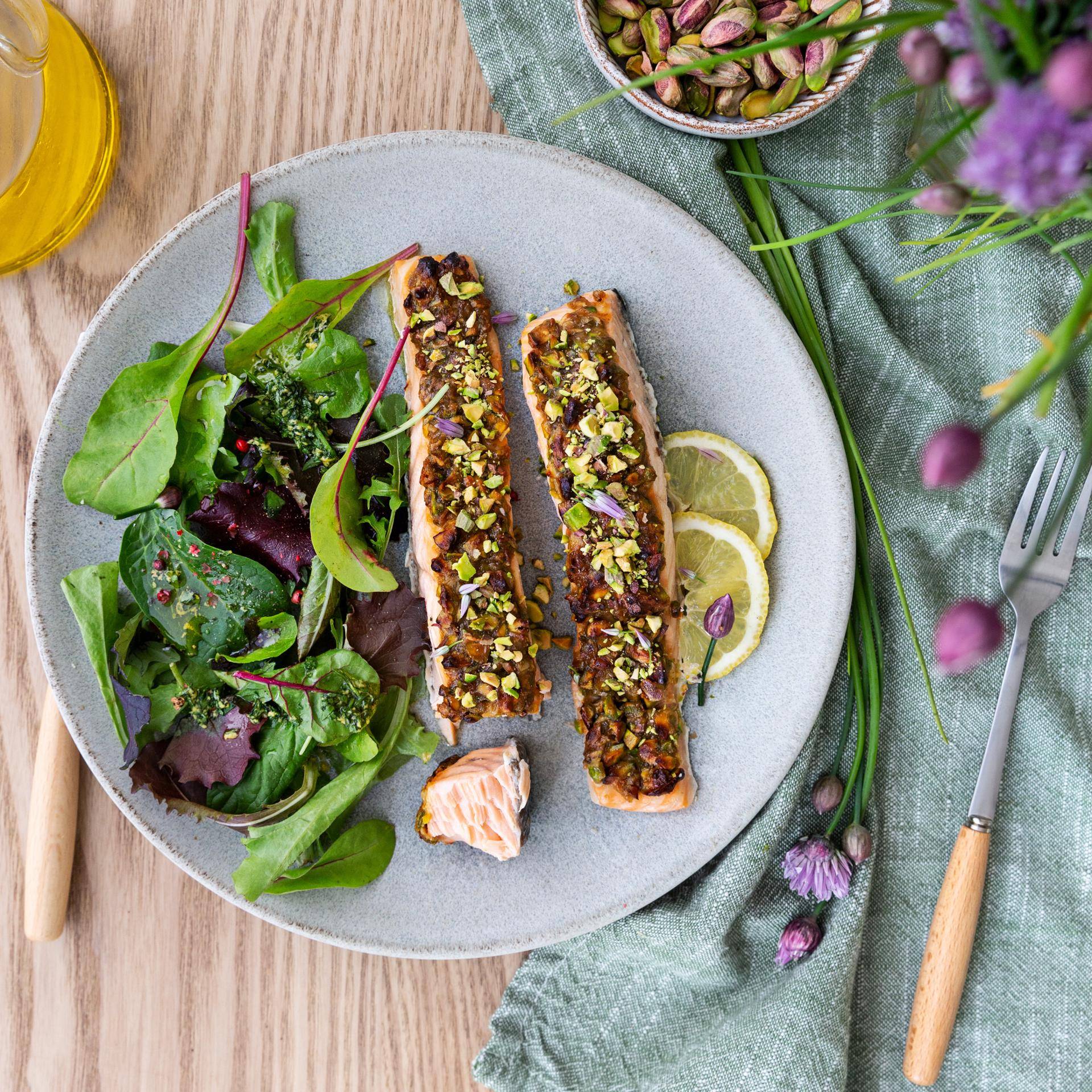 Zalm met korst van pistachenootjes - Recette EASY FRY GRILL & STEAM 3 in 1 | Moulinex