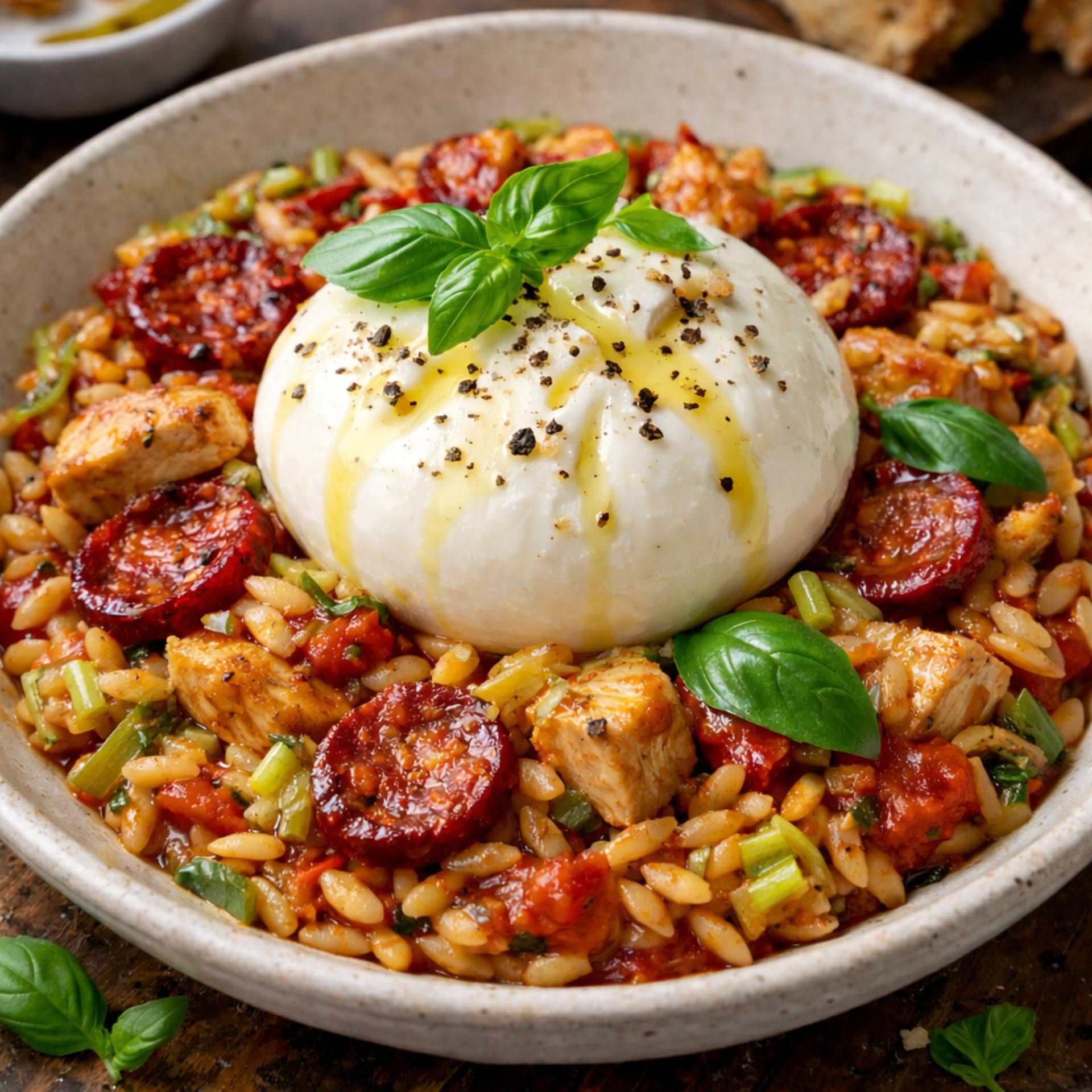 Orzotto de poulet au chorizo et poireaux - Recette Cookeo Infinity Autostir | Moulinex