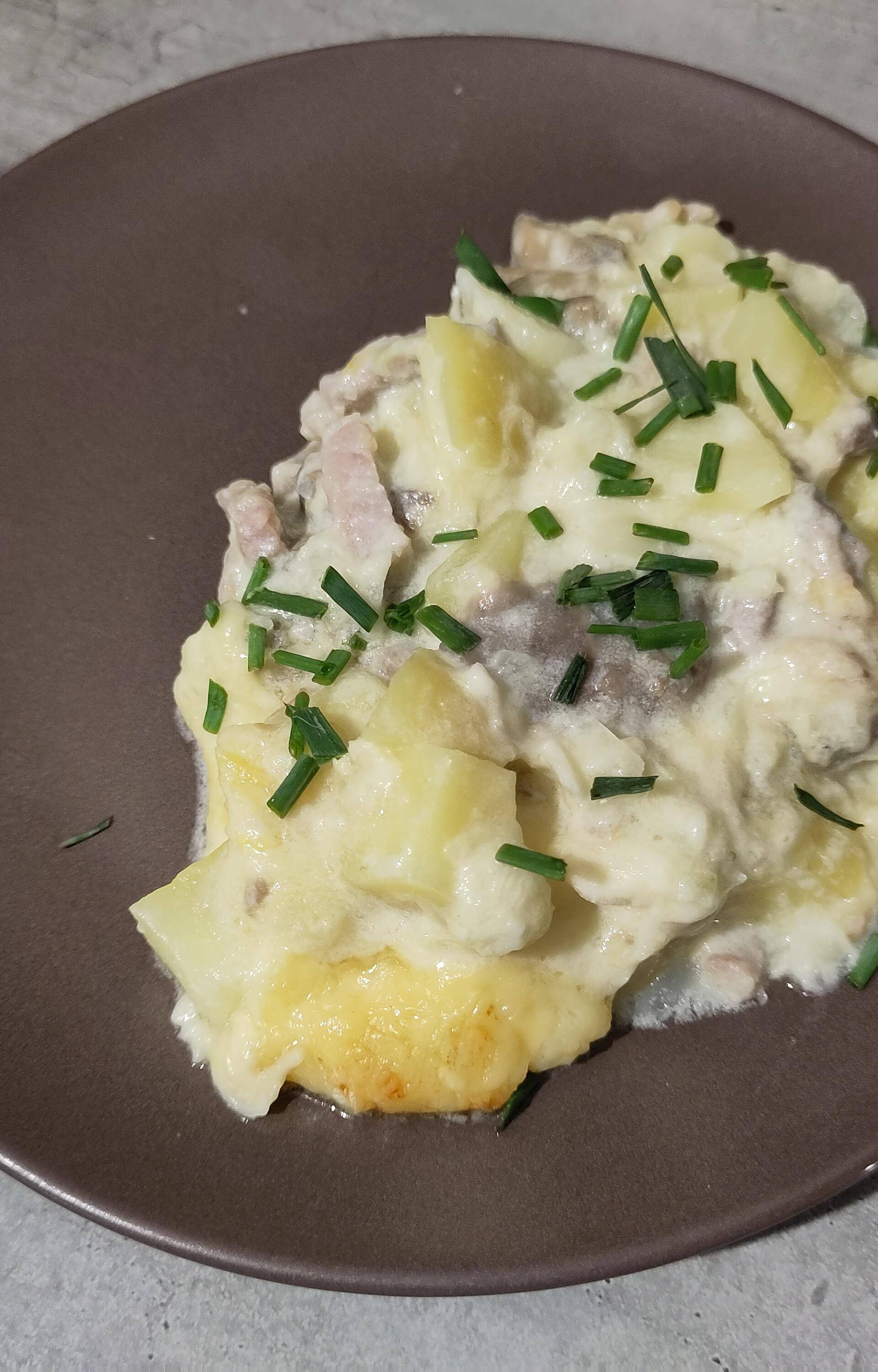 Gratin de patisson aux champignons et lardons - Recette Companion Connect XL | Moulinex