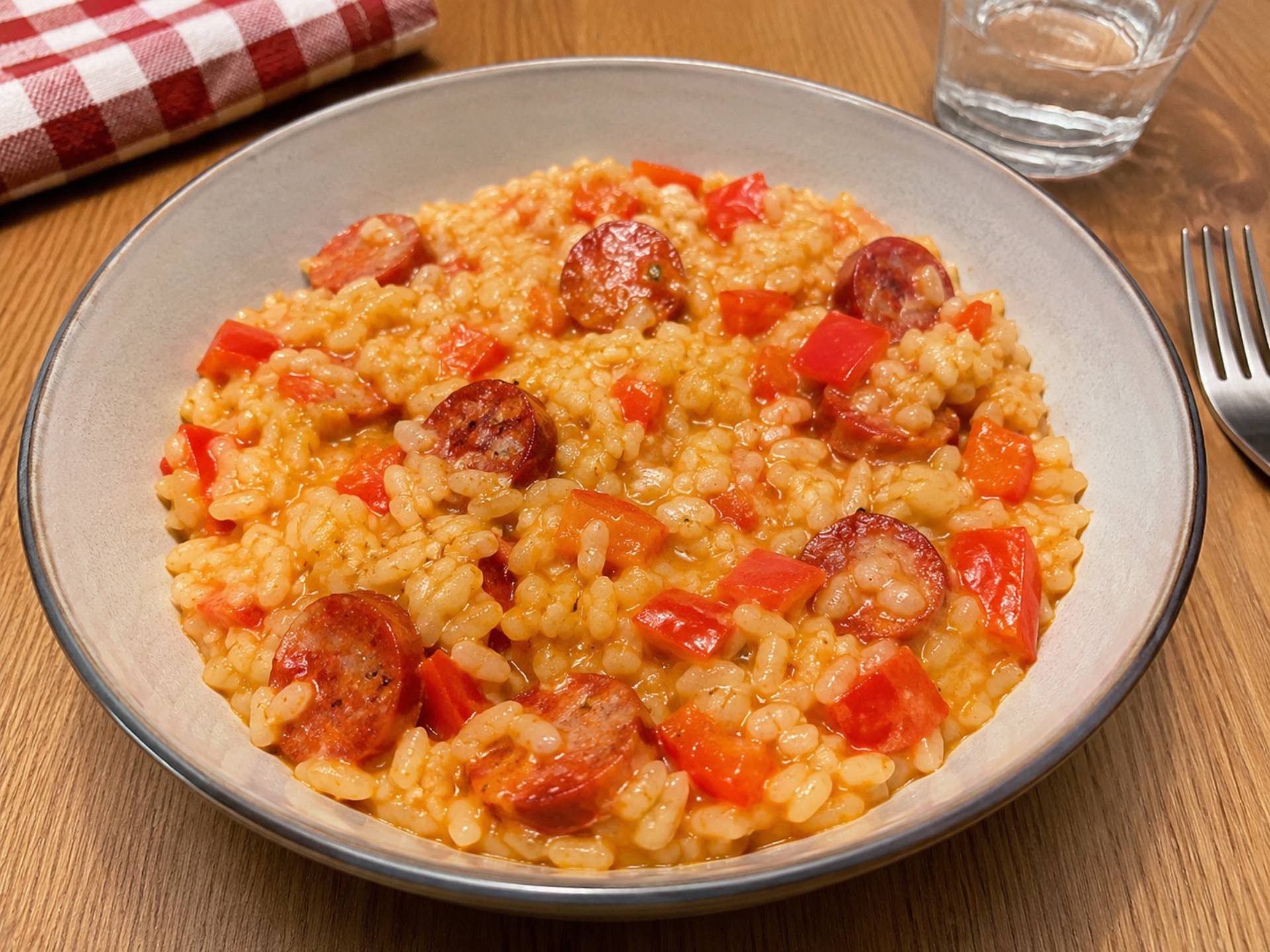 Riz crémeux chorizo & poivrons - Recette Cookeo | Moulinex