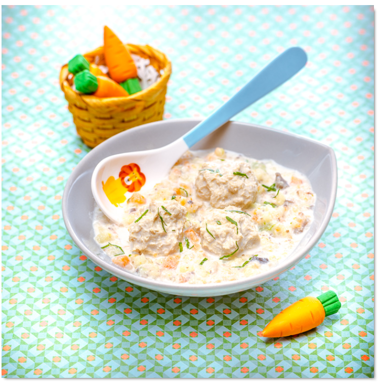 Boulette de veau façon blanquette pour bébé - Recette Companion | Moulinex
