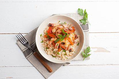 Riz espagnol aux crevettes - Recette Cook'in One | Moulinex