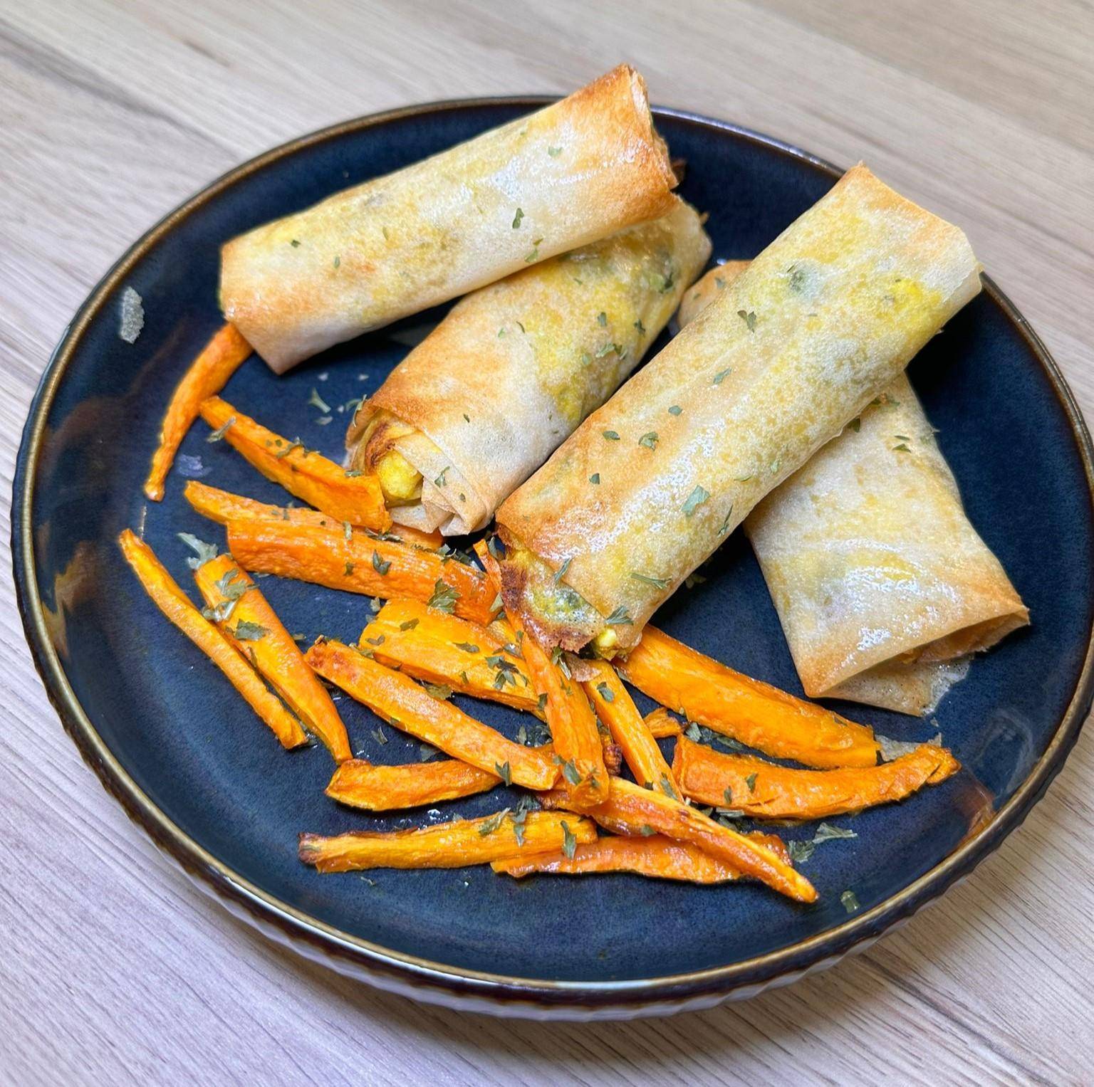 Bricks courgettes féta & frites de carottes - Recette Dual EasyFry | Moulinex