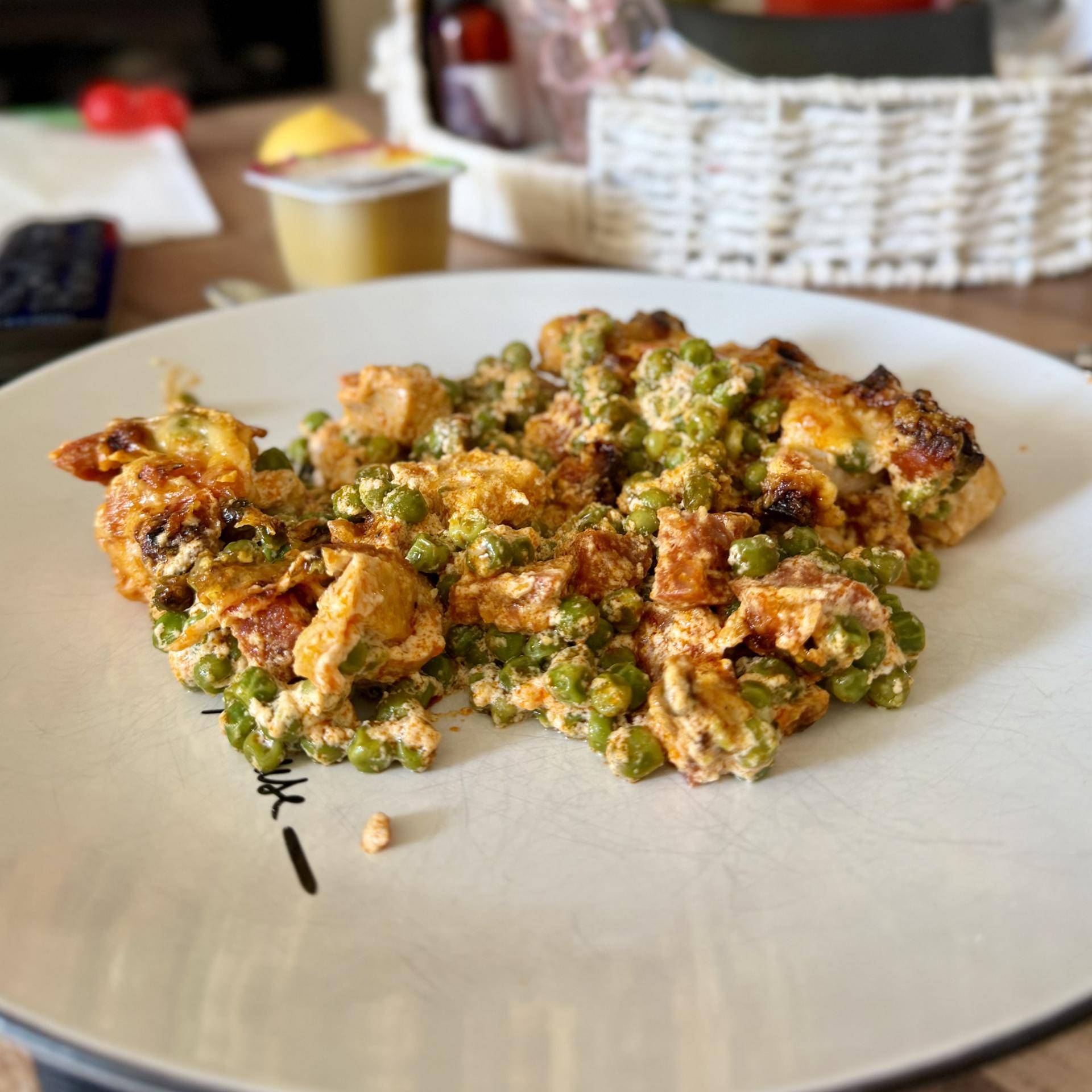 Gratin de poulet, petits pois et chorizo - Recette Cookeo V3 | Moulinex