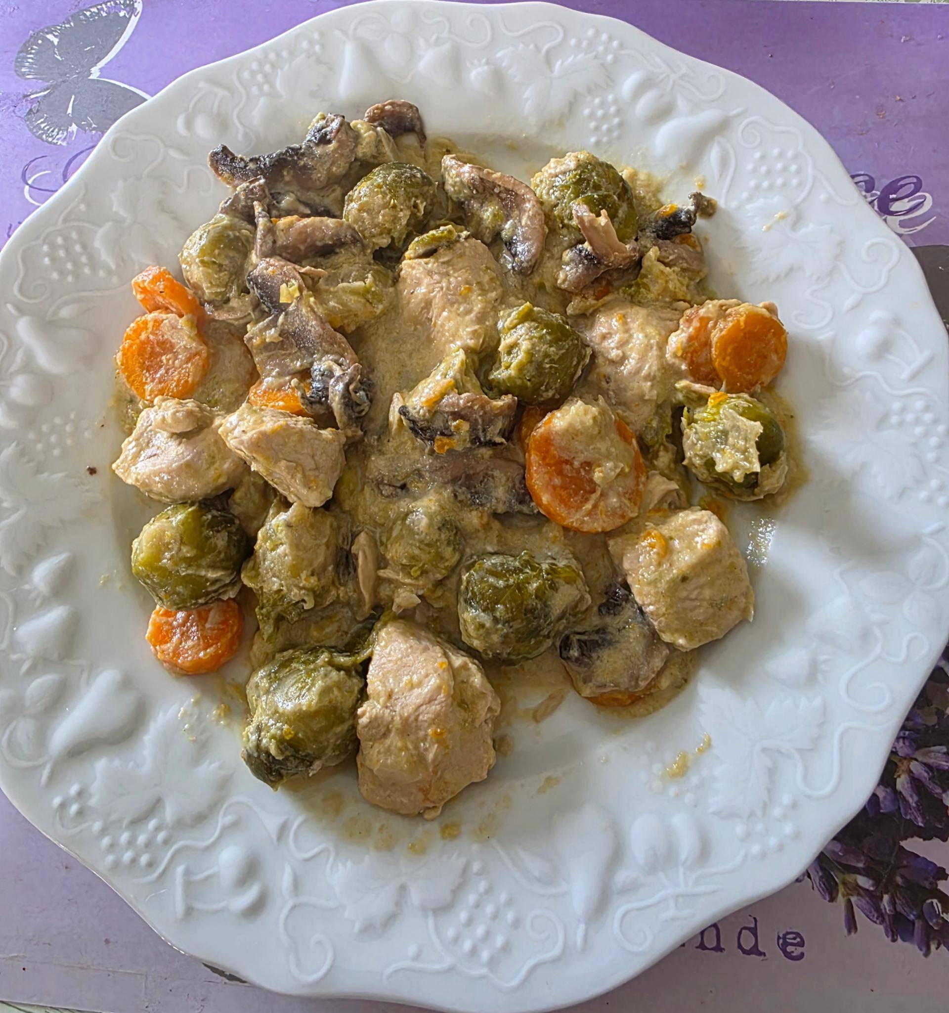 Mijoté : Choux de Bruxelles, Dinde, Champignon - Recette Companion Connect XL | Moulinex