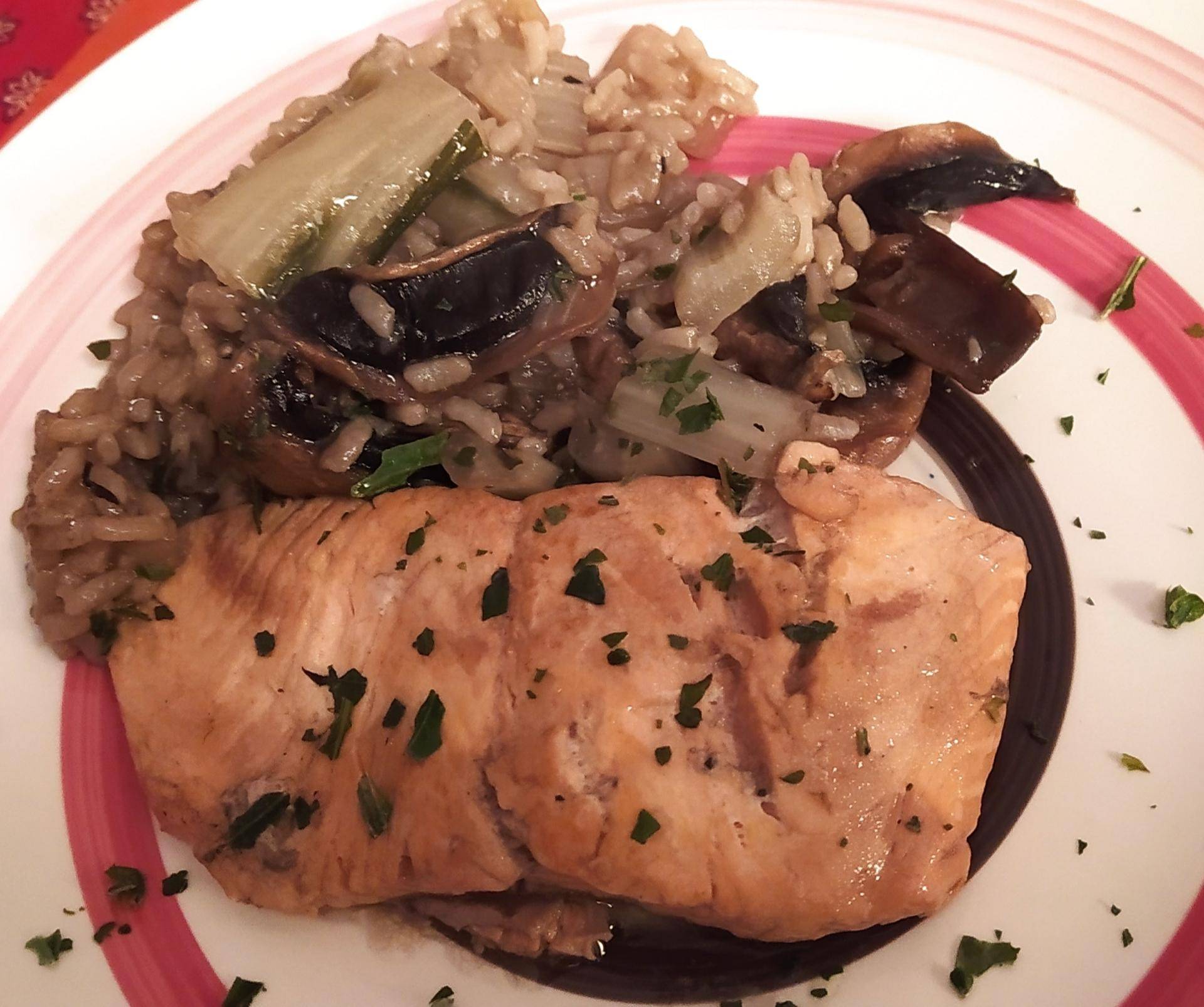 Risotto de saumon frais , blette et champignons - Recette Cookeo | Moulinex