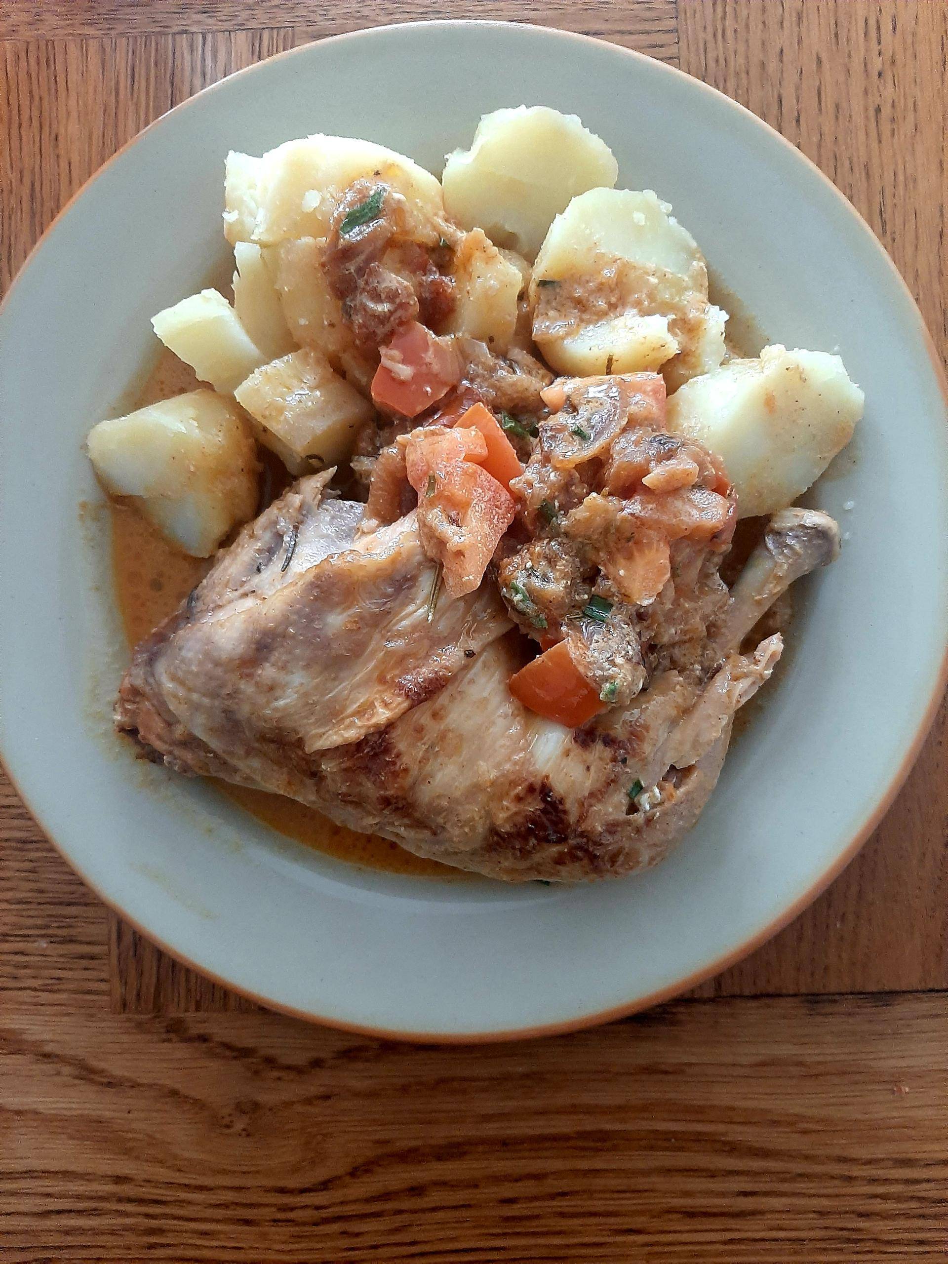 Cuisse de poulet aux pommes et ses pommes de terre - Recette Cookeo | Moulinex