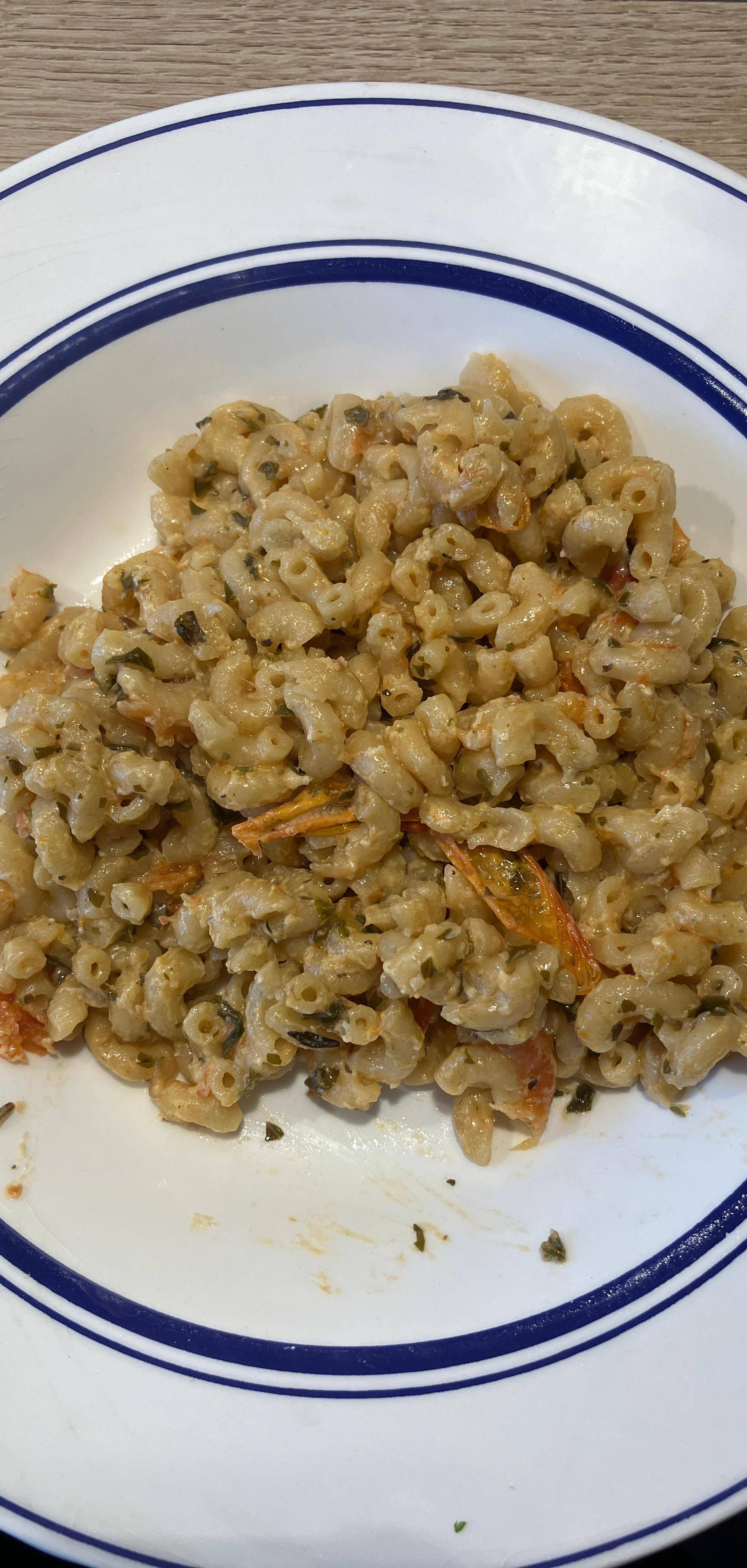 Pâtes aux crevettes, feta, ail et épinard - Recette Companion Connect XL | Moulinex