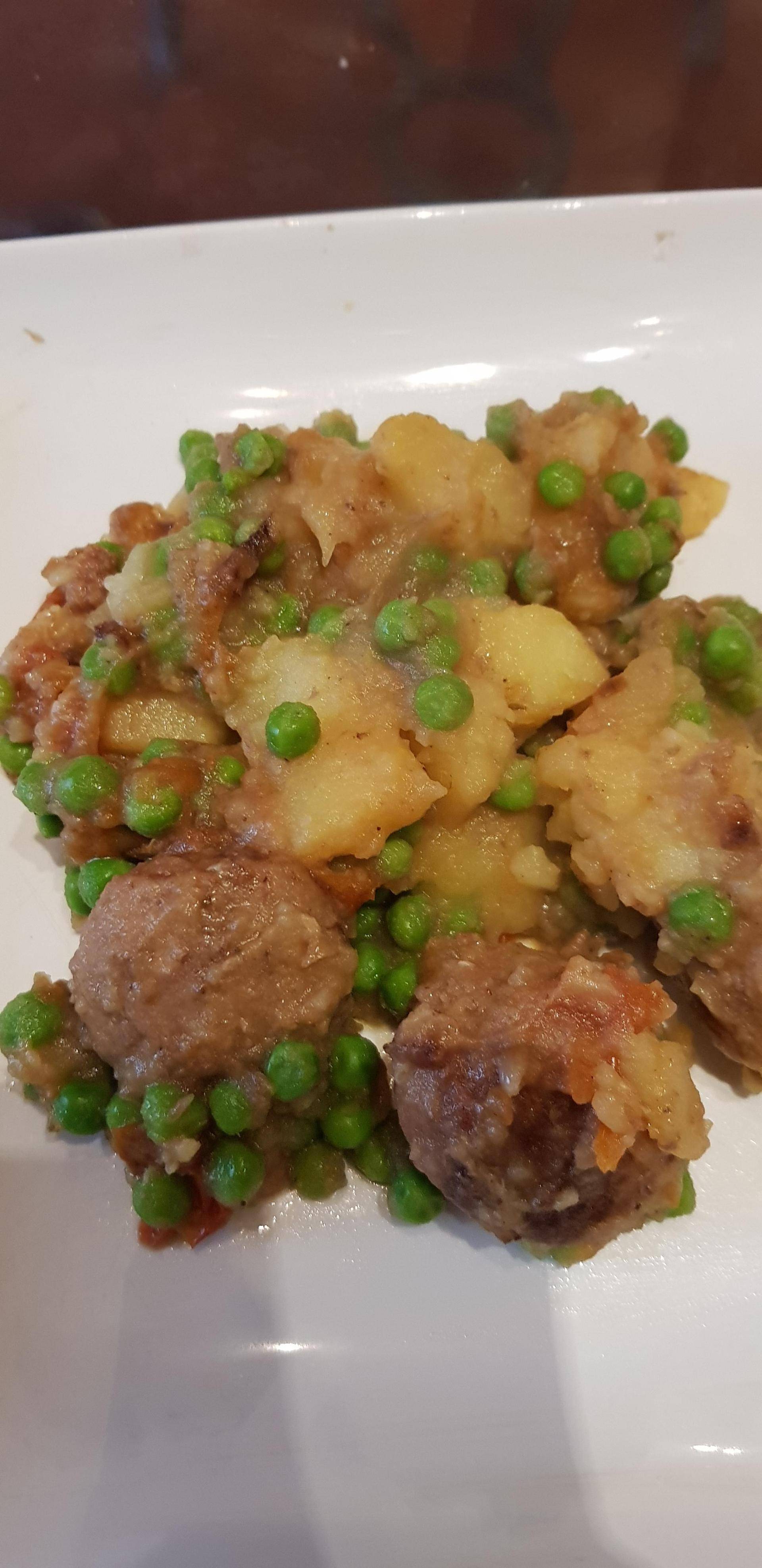 Boulettes de viande aux petits pois pomme de terre - Recette Cookeo | Moulinex