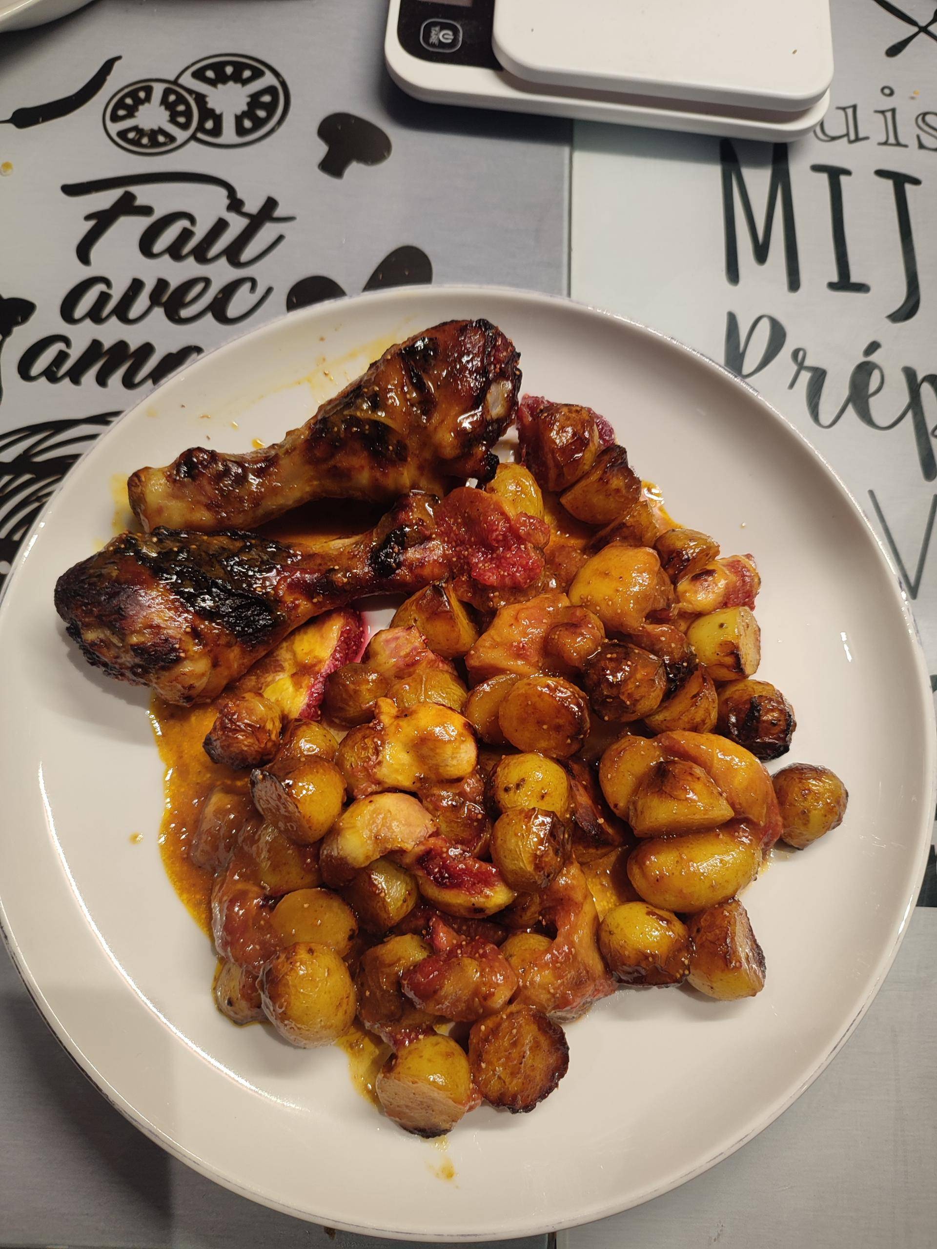 Pilons de poulet aux figues et grenailles - Recette Dual Easy Fry Flex | Moulinex