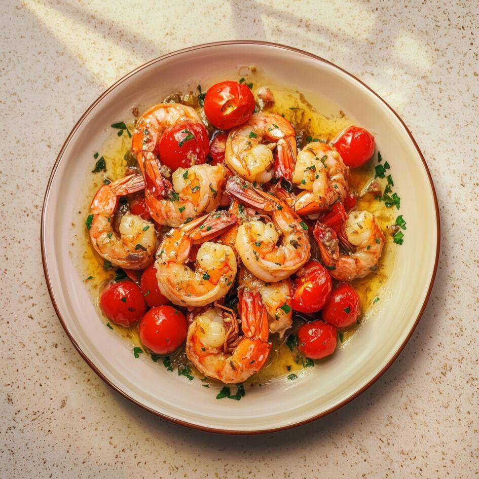 Crevettes sautées à l'ail et tomates cerises - Recette Cookeo Infinity Autostir | Moulinex