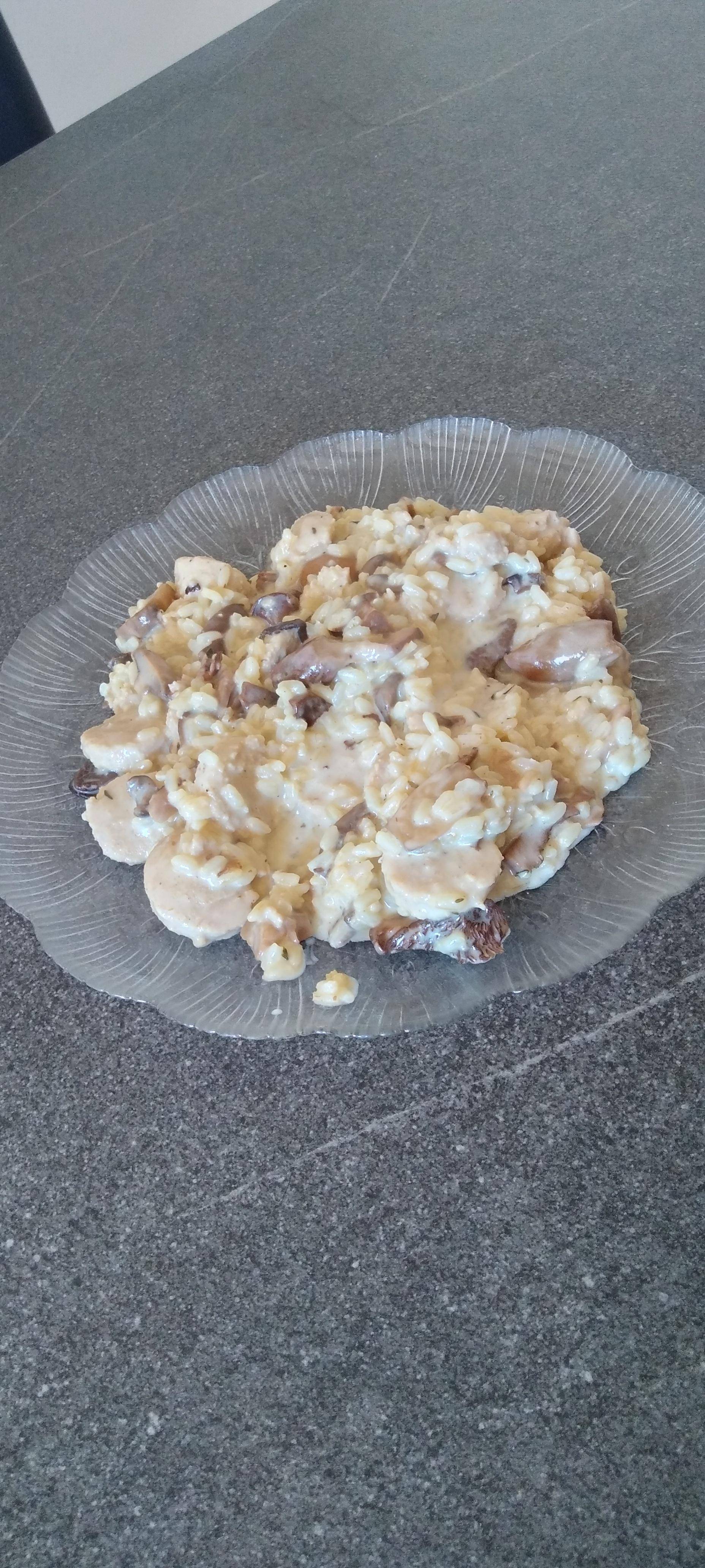 Risotto boudin blanc champignons - Recette Cookeo | Moulinex