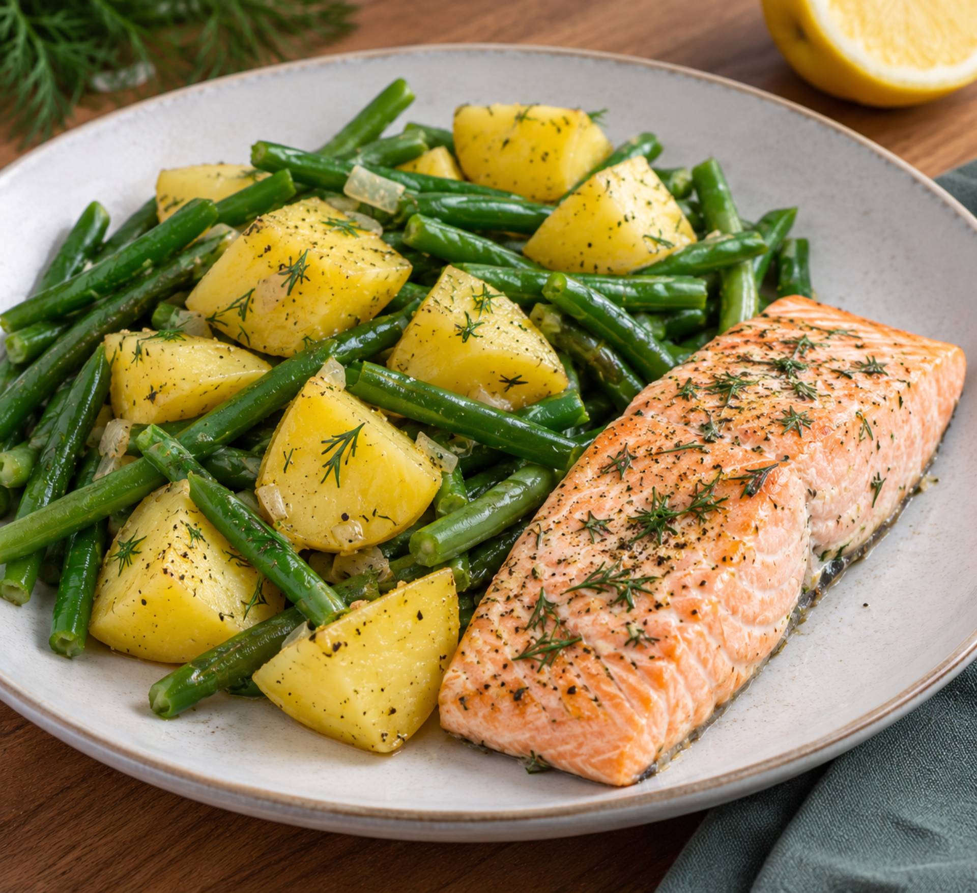 Saumon, haricots vert et pommes de terre - Recette Cookeo V3 | Moulinex
