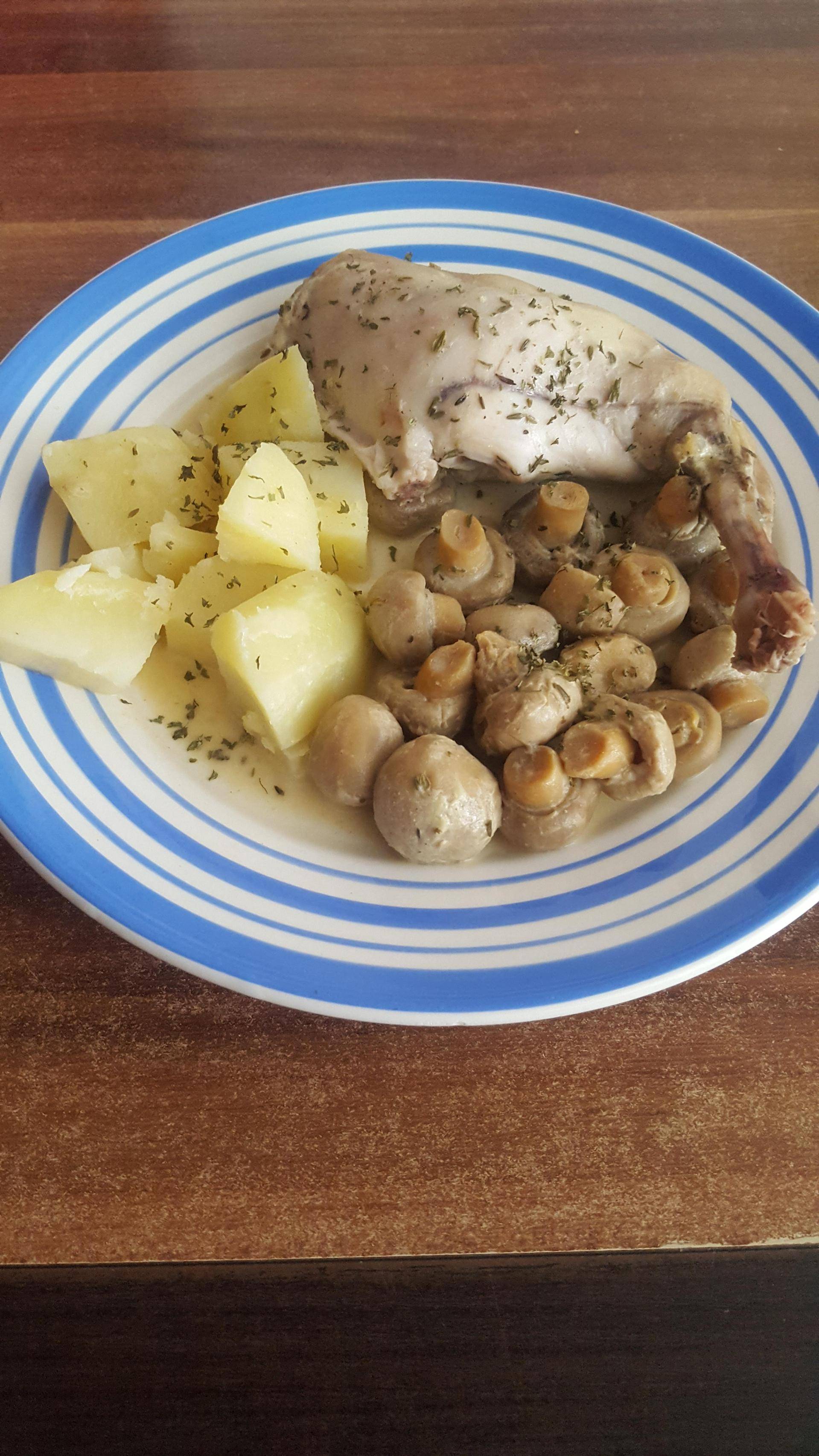 Lapin à la moutarde, crème de coco et champignons - Recette Companion Connect | Moulinex