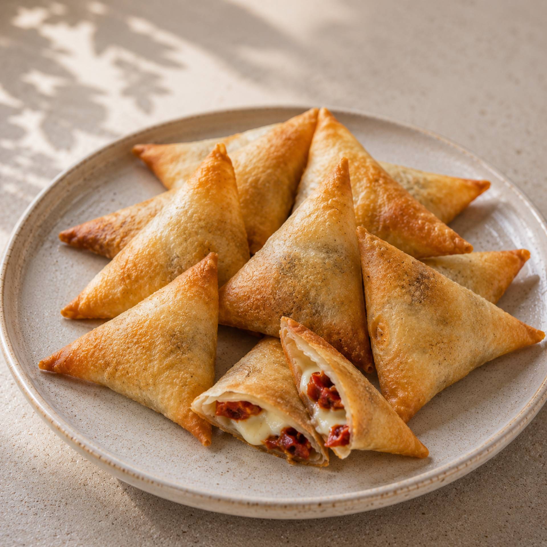 Samossas à la mozzarella et aux tomates séchées - Recette Crisp&Go 3P | Moulinex