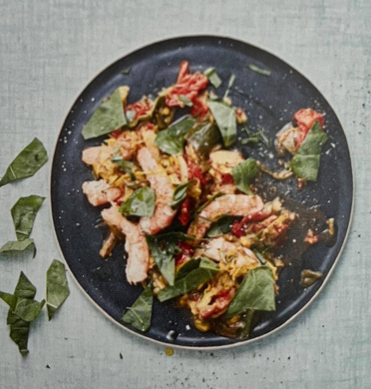 Salade tiède de crevettes, tomates cerises, poireaux - Recette Cookeo | Moulinex
