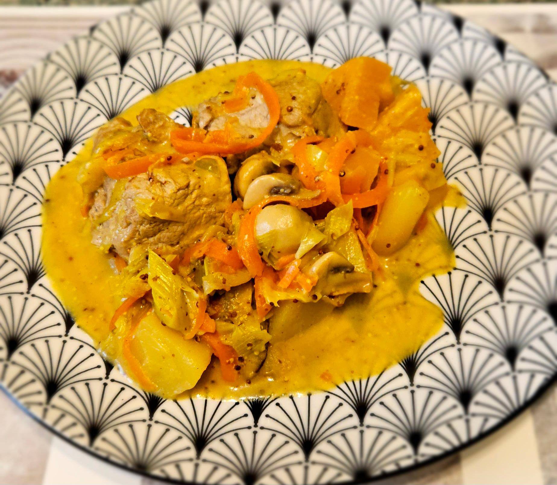Mignon de porc à la moutarde et aux petits légumes - Recette Cookeo | Moulinex