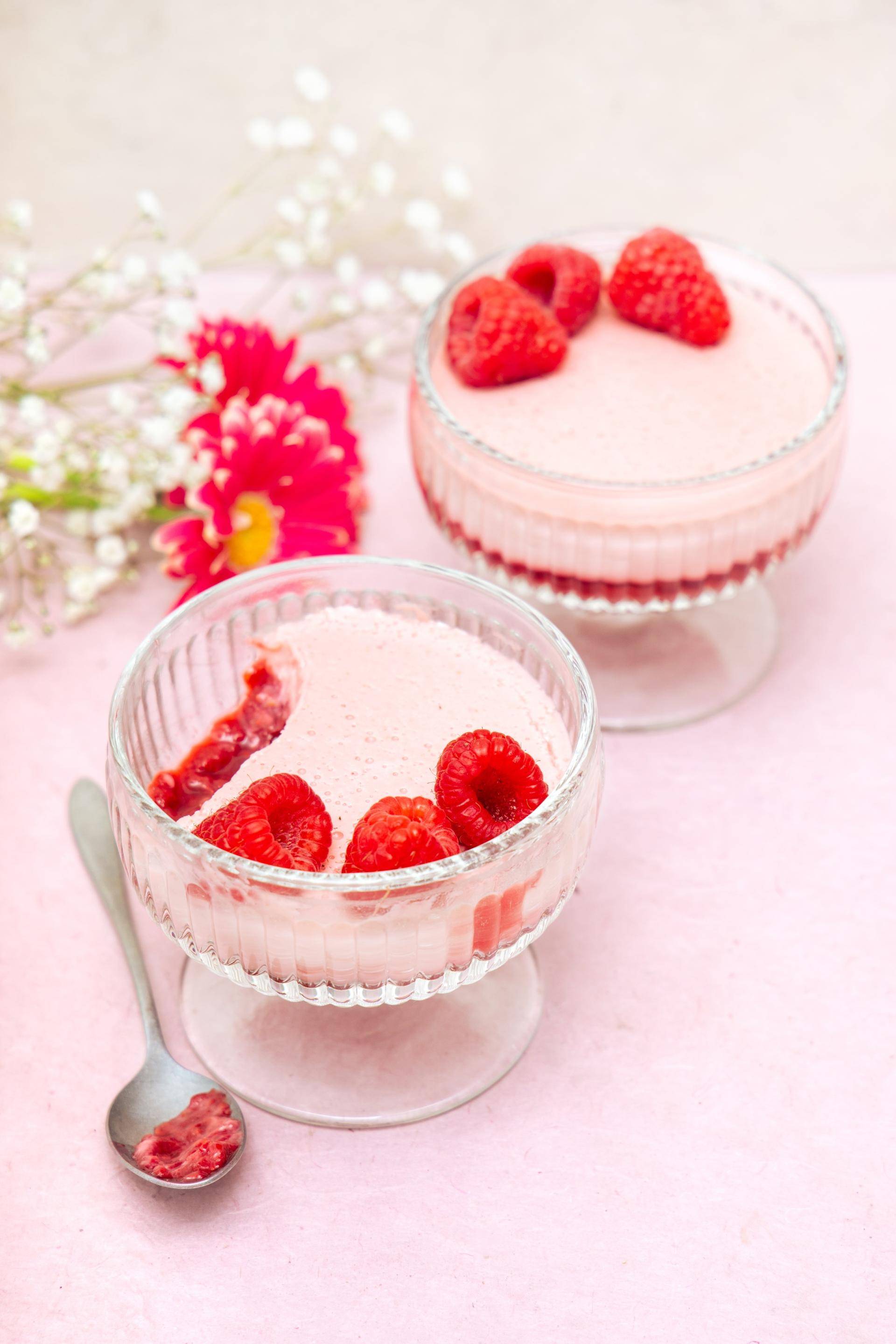 Crème dessert rose à la framboise - Recette Perfectmix Cook | Moulinex