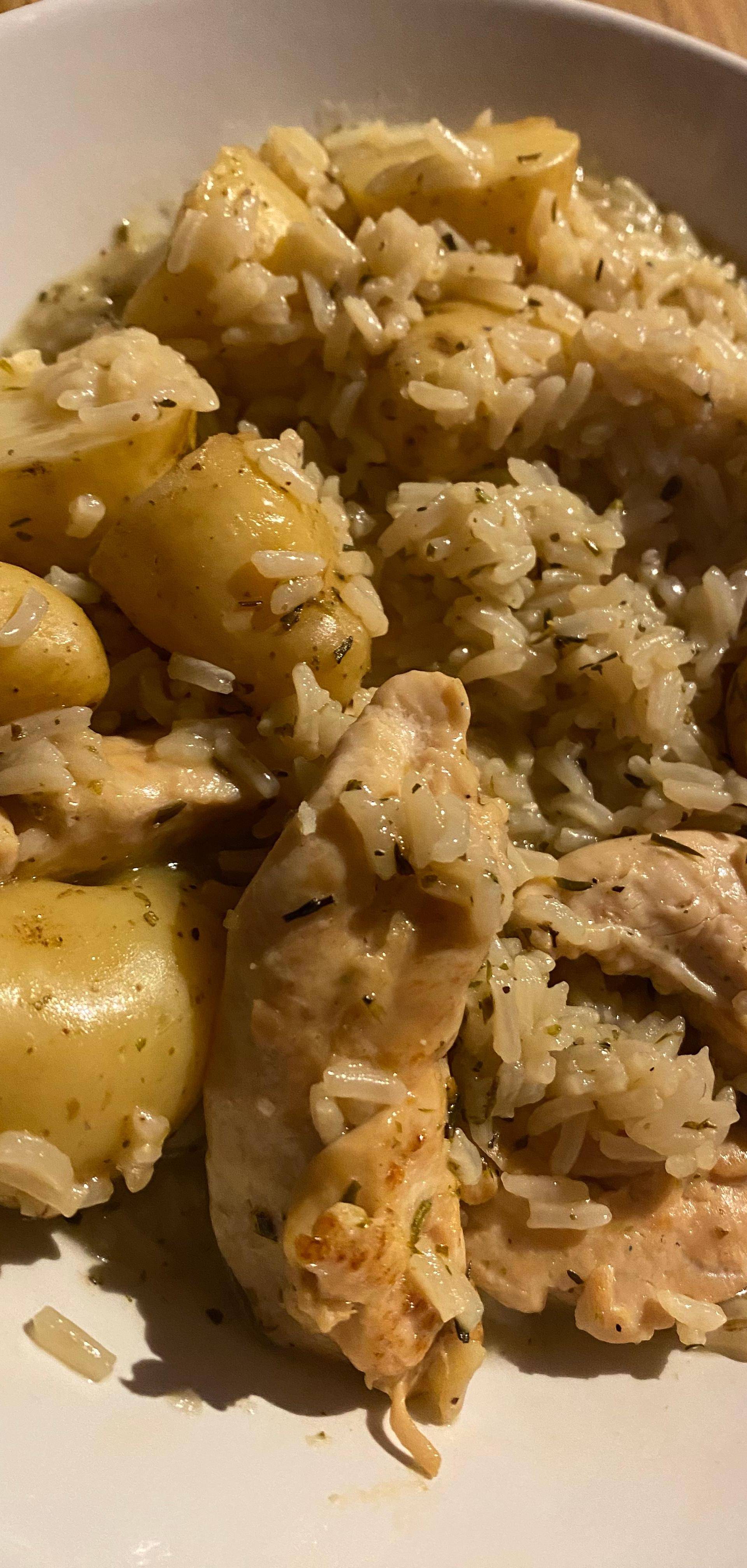 Pomme de terre, riz avec aiguillète de poulet - Recette Cookeo V3 | Moulinex