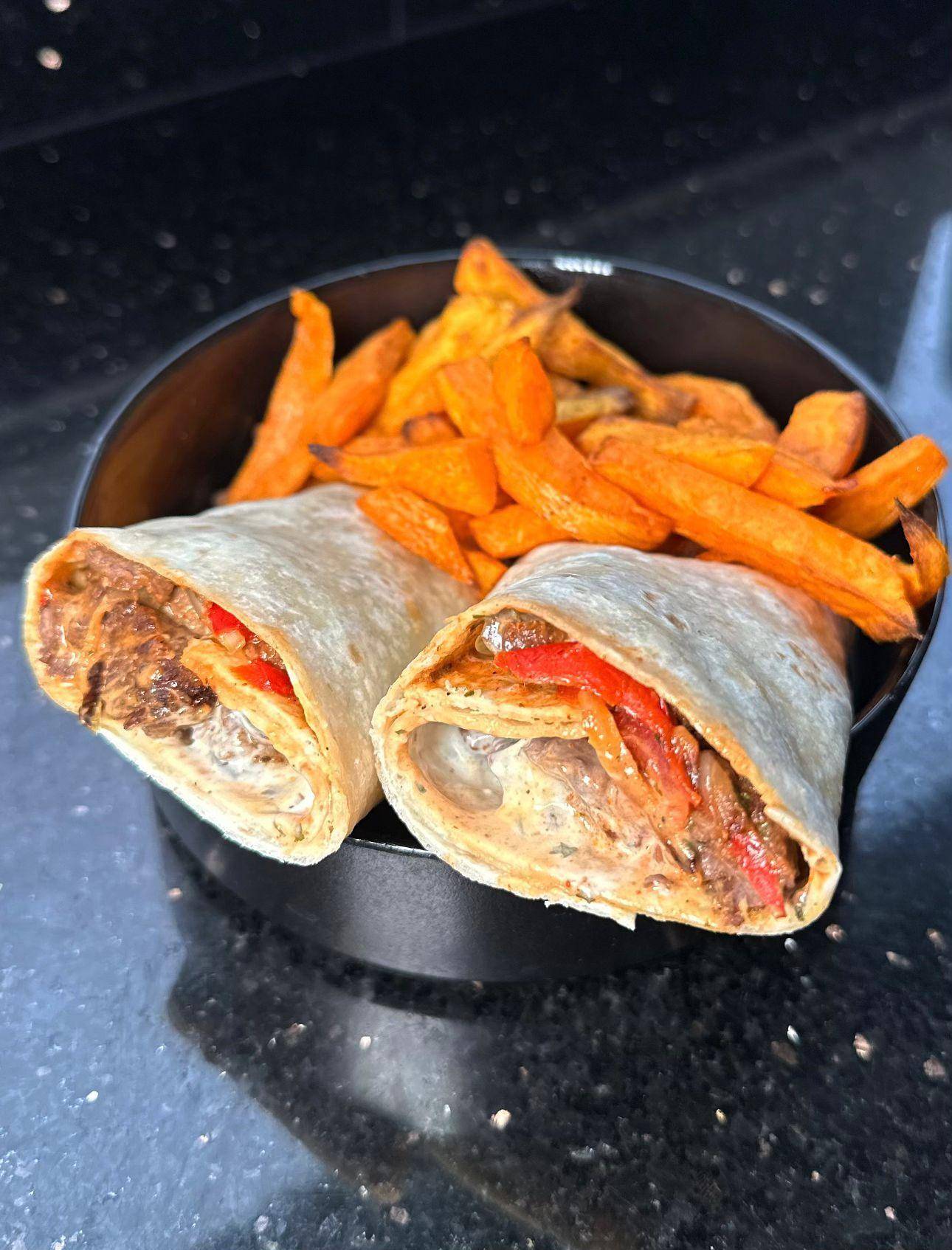 Fajitas au boeuf et frites de patate douce - Recette Dual EasyFry | Moulinex