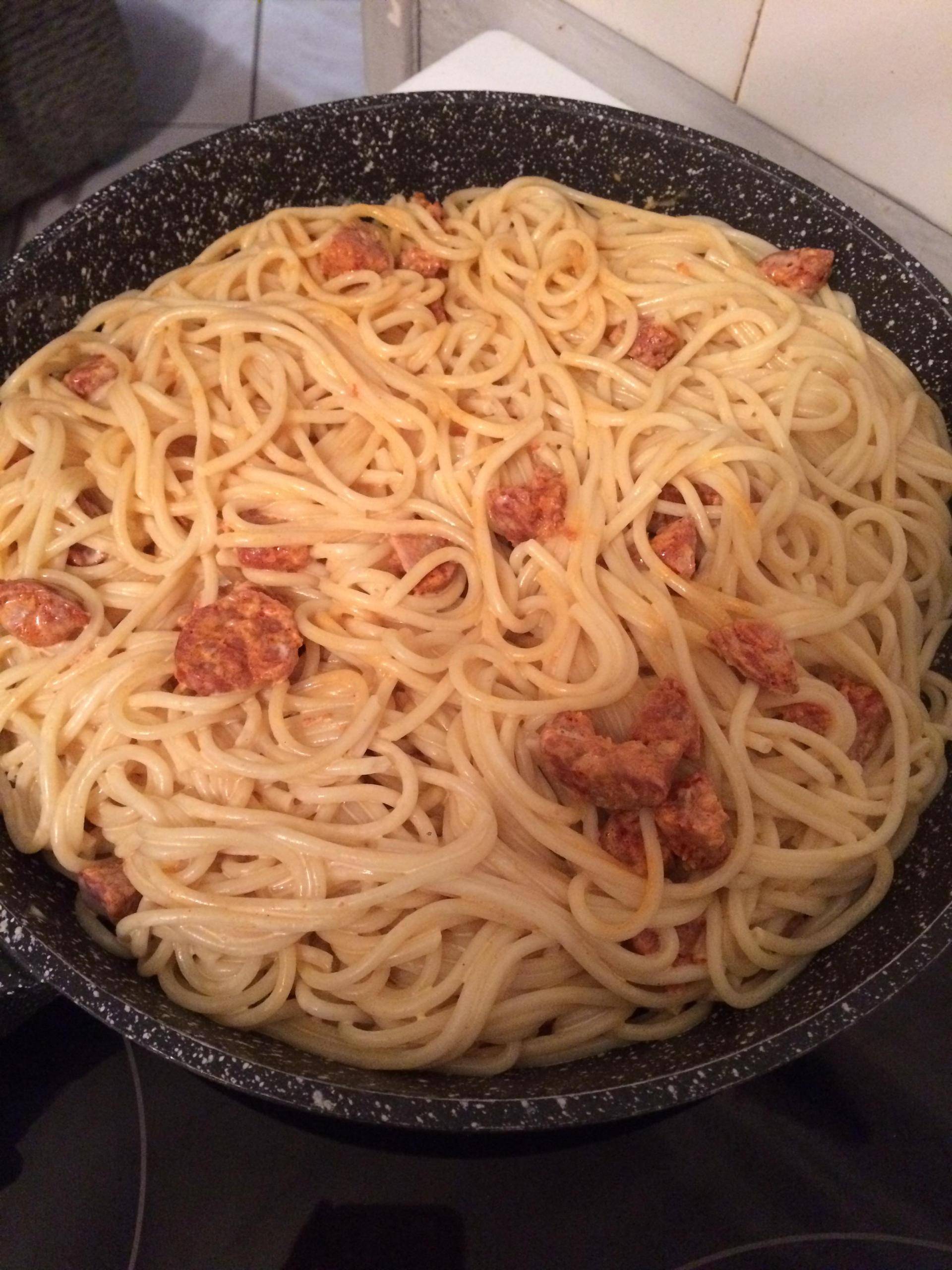 Pâte spaghettis au chorizo - Recette Cookeo | Moulinex