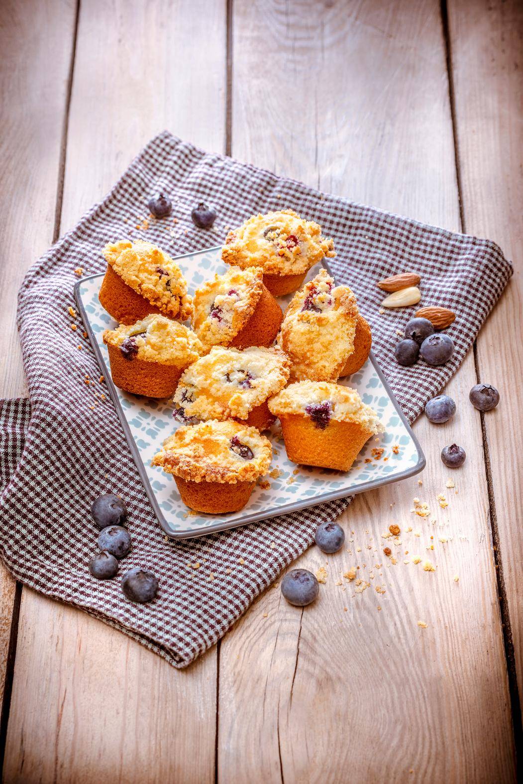Muffins crumble aux myrtilles - Recette Companion | Moulinex