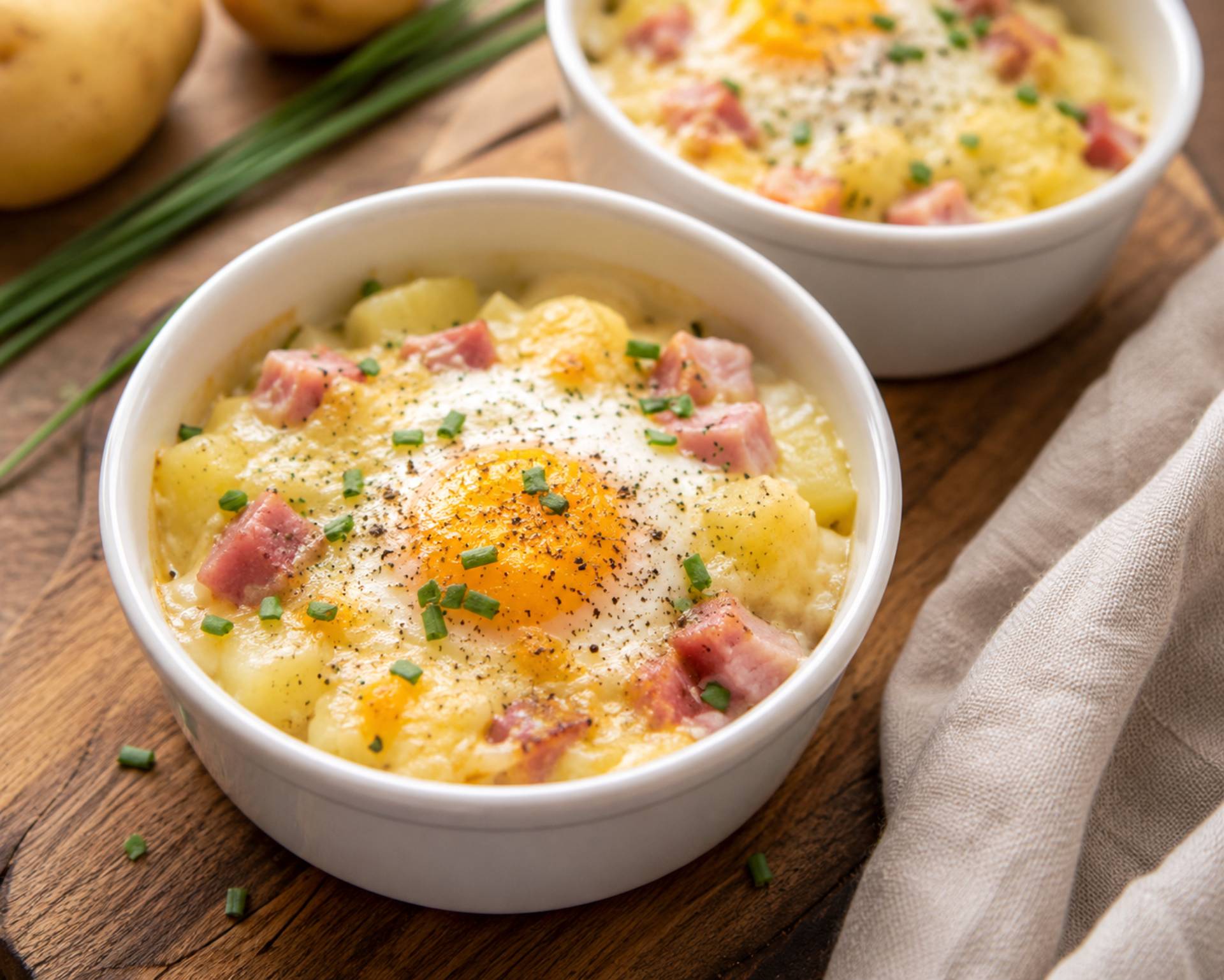 Œufs cocotte jambon & pommes de terre - Recette Cookeo | Moulinex