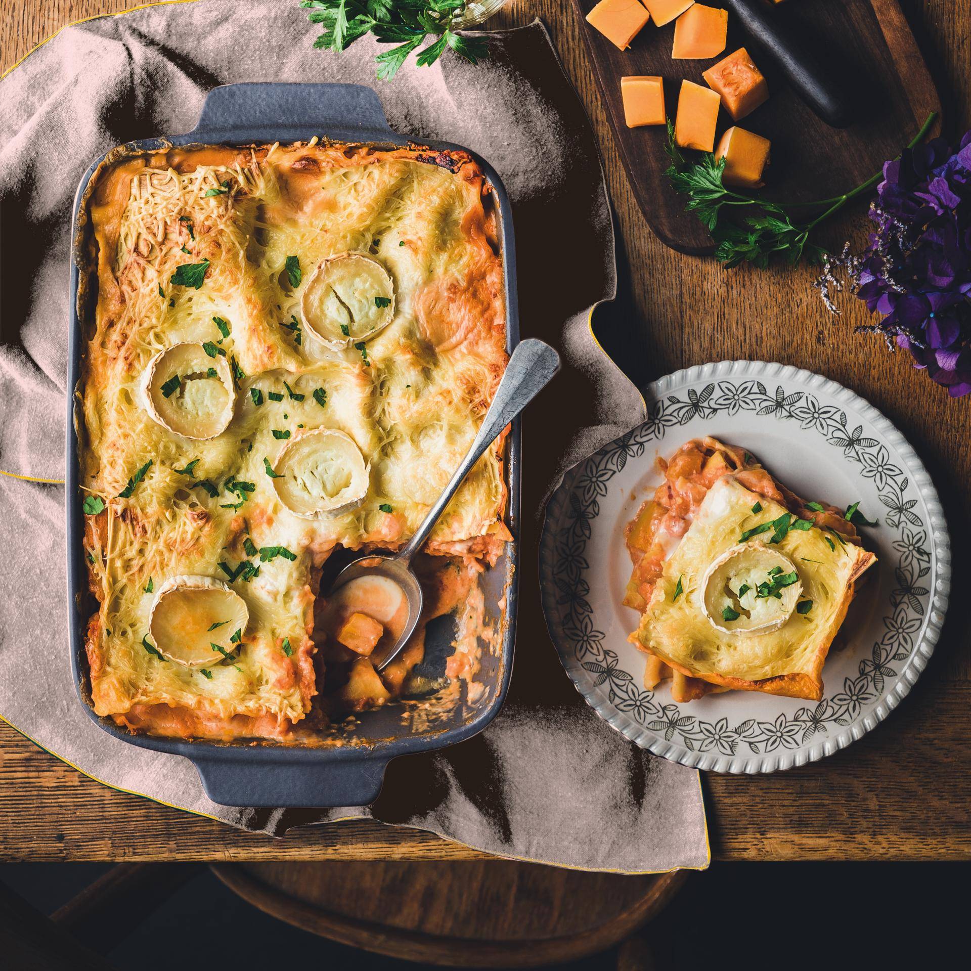 Lasagnes à la patate douce, épinards et chèvre frais - Recette Multifunction Airfryer Oven Digital | Moulinex