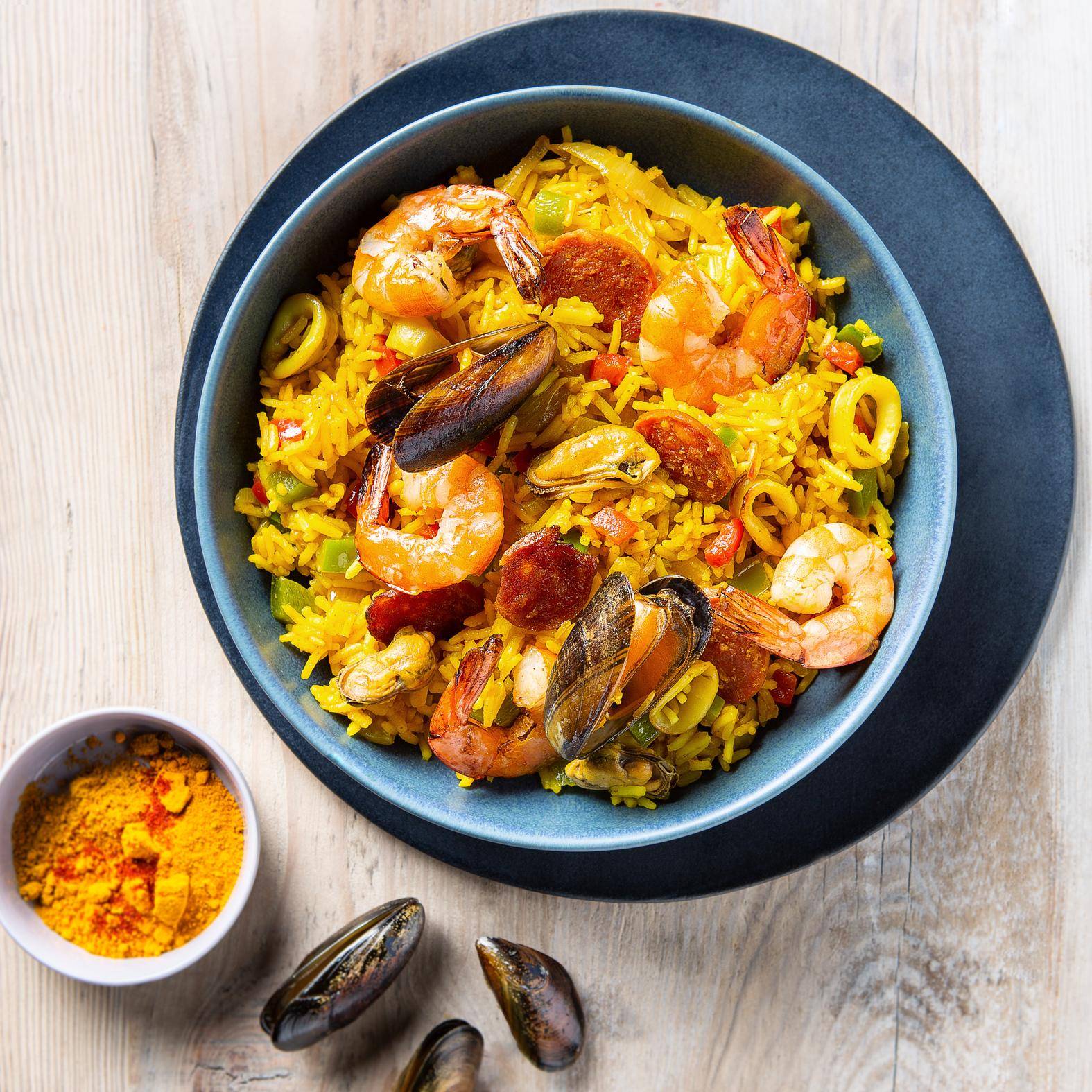 Paëlla express aux crevettes - Recette Cook'in One | Moulinex