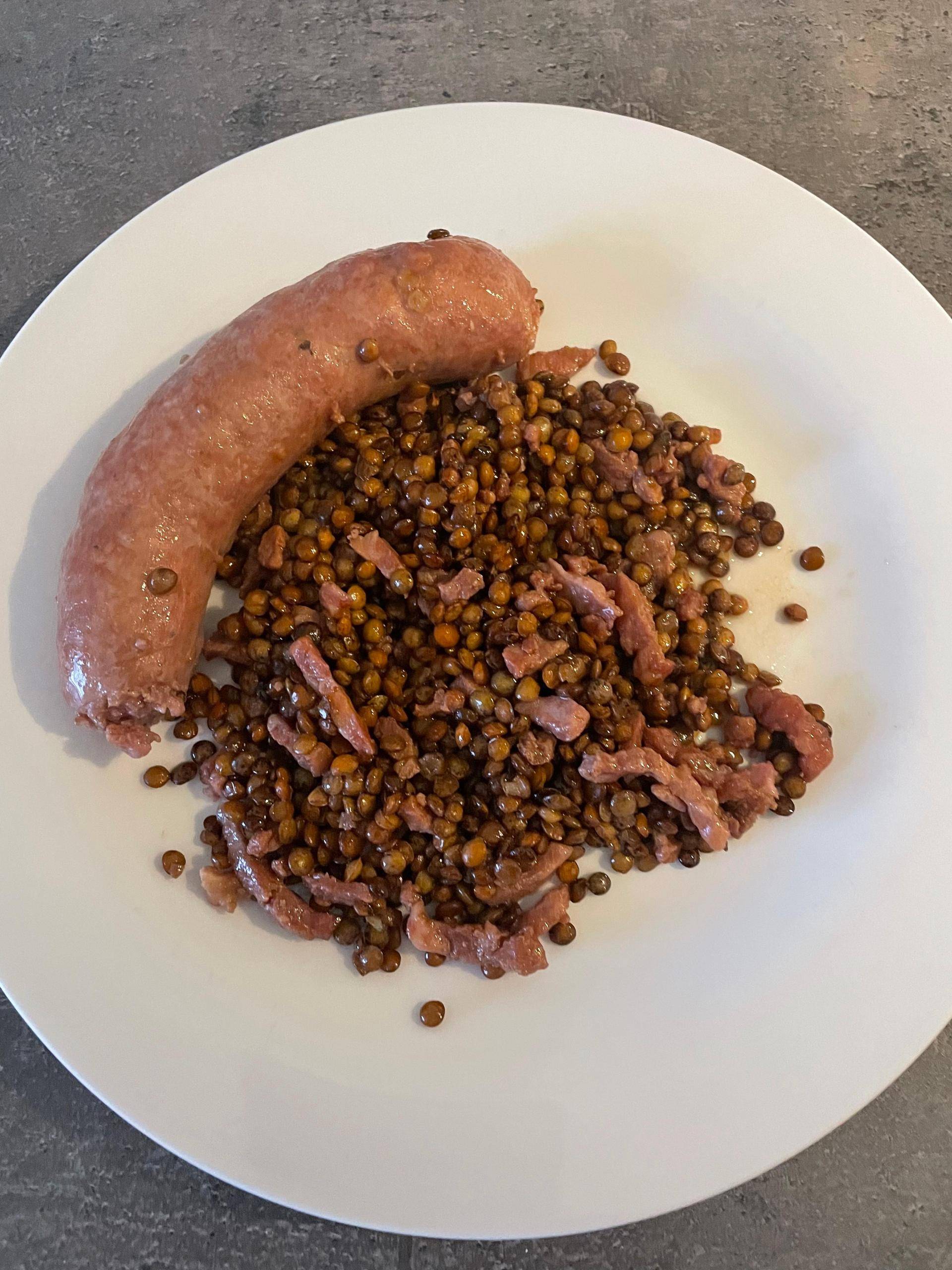 Lentilles blonde de st flour avec saucisses - Recette Cookeo V3 | Moulinex