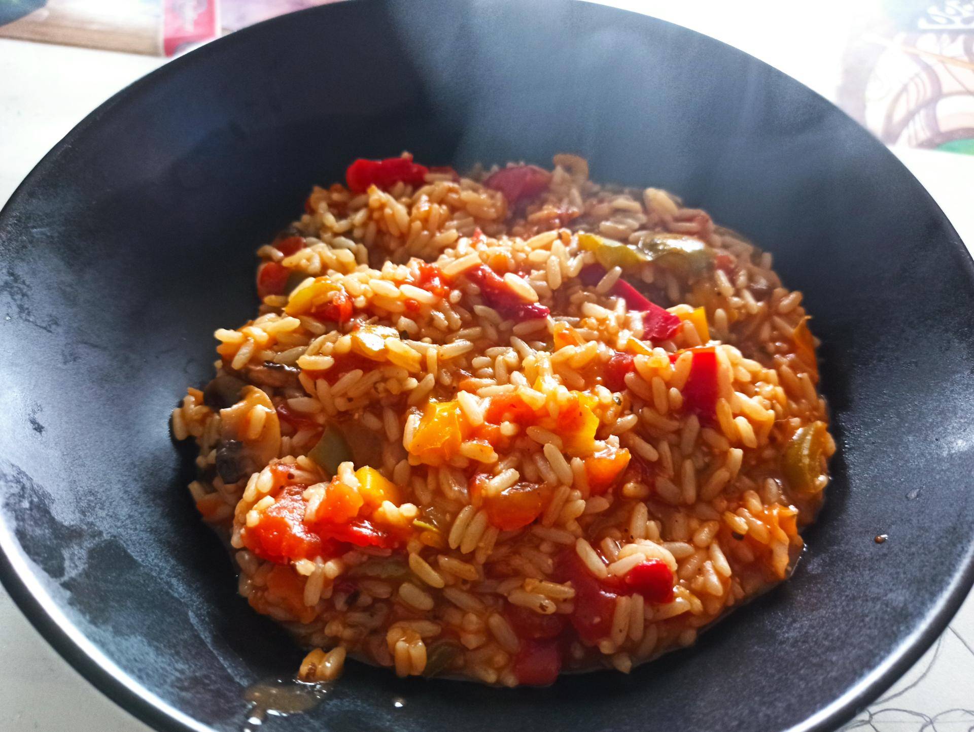 Riz étuvé aux poivrons et champignons - Recette Cookeo | Moulinex