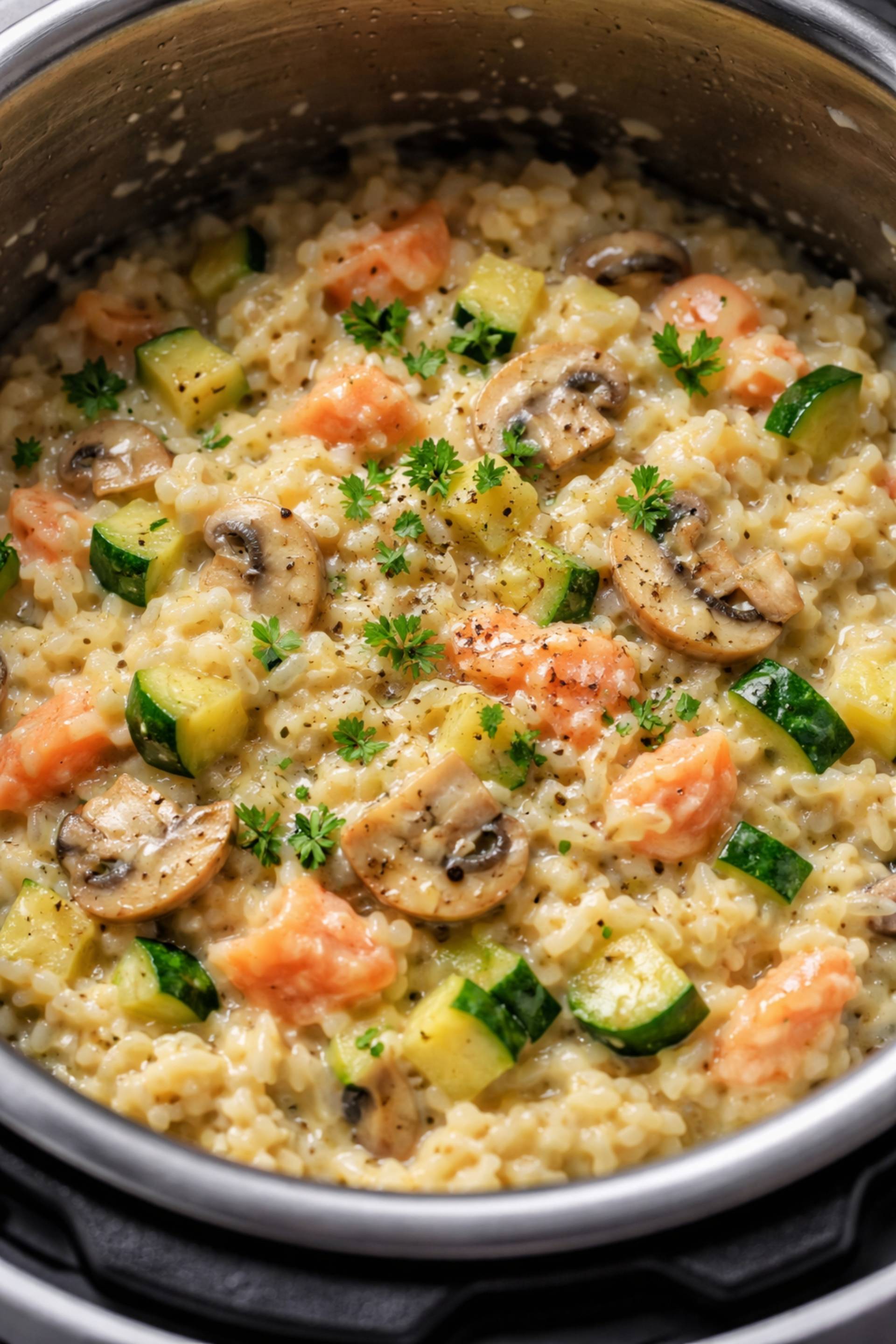 Risotto truite fumée, courgette & champignons - Recette Cookeo 9in1 | Moulinex