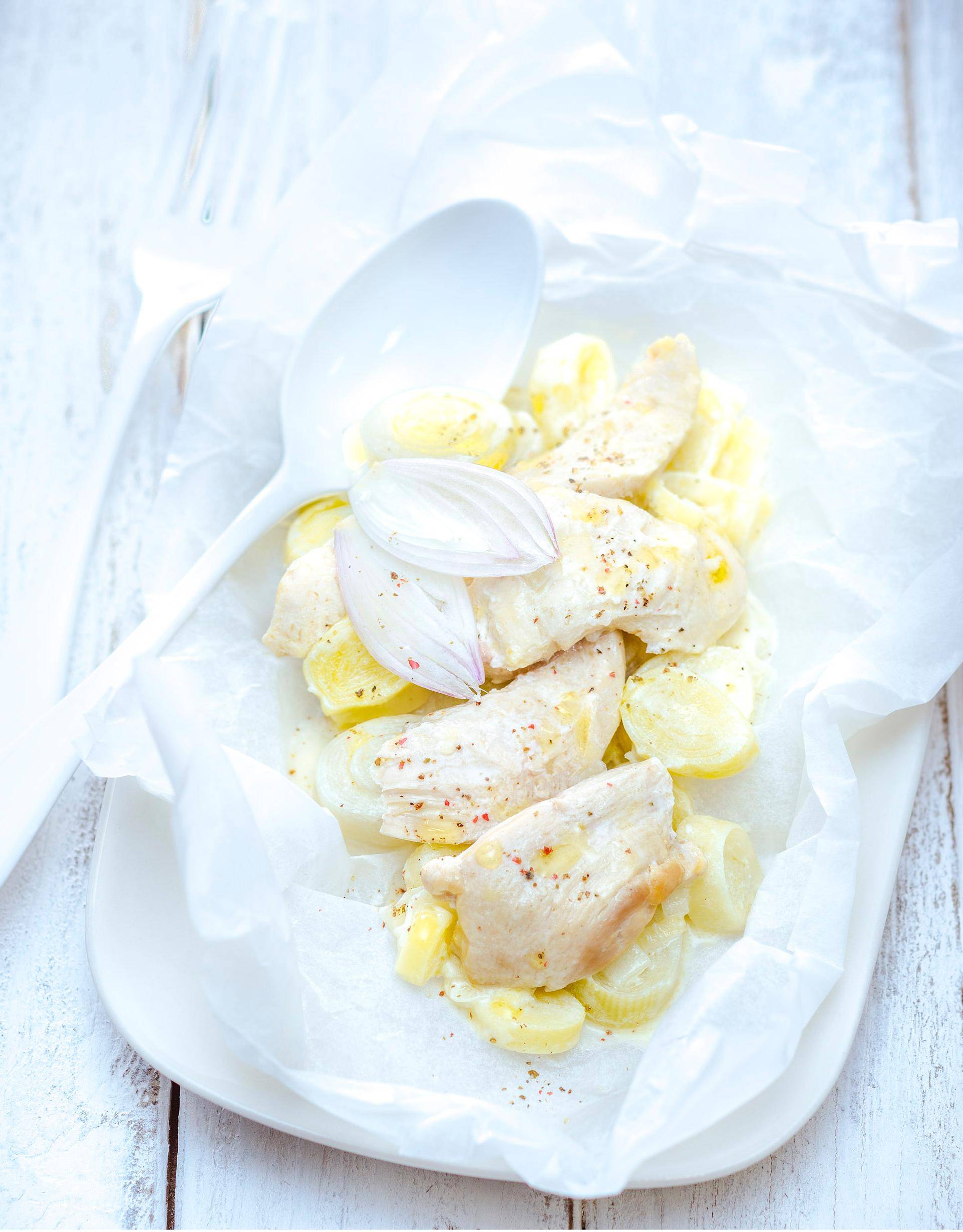 Cuisse de poulet en papillote de chou et son riz - Recette Cookeo | Moulinex