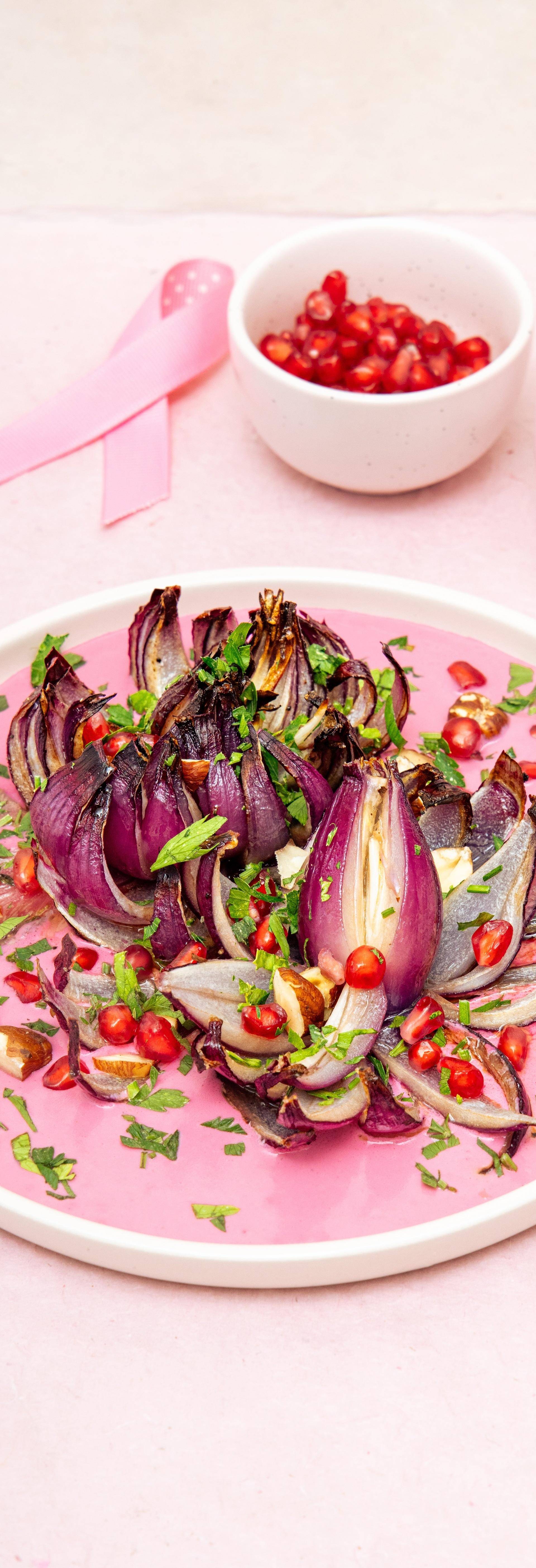 Oignons rouges rôtis & labneh rose - Recette Easy Fry Compact | Moulinex