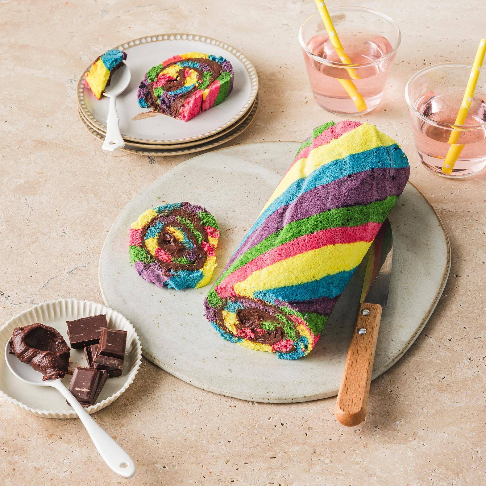 Gâteau roulé arc-en-ciel - Recette Kitchen Machines Touch/Touch + | Moulinex