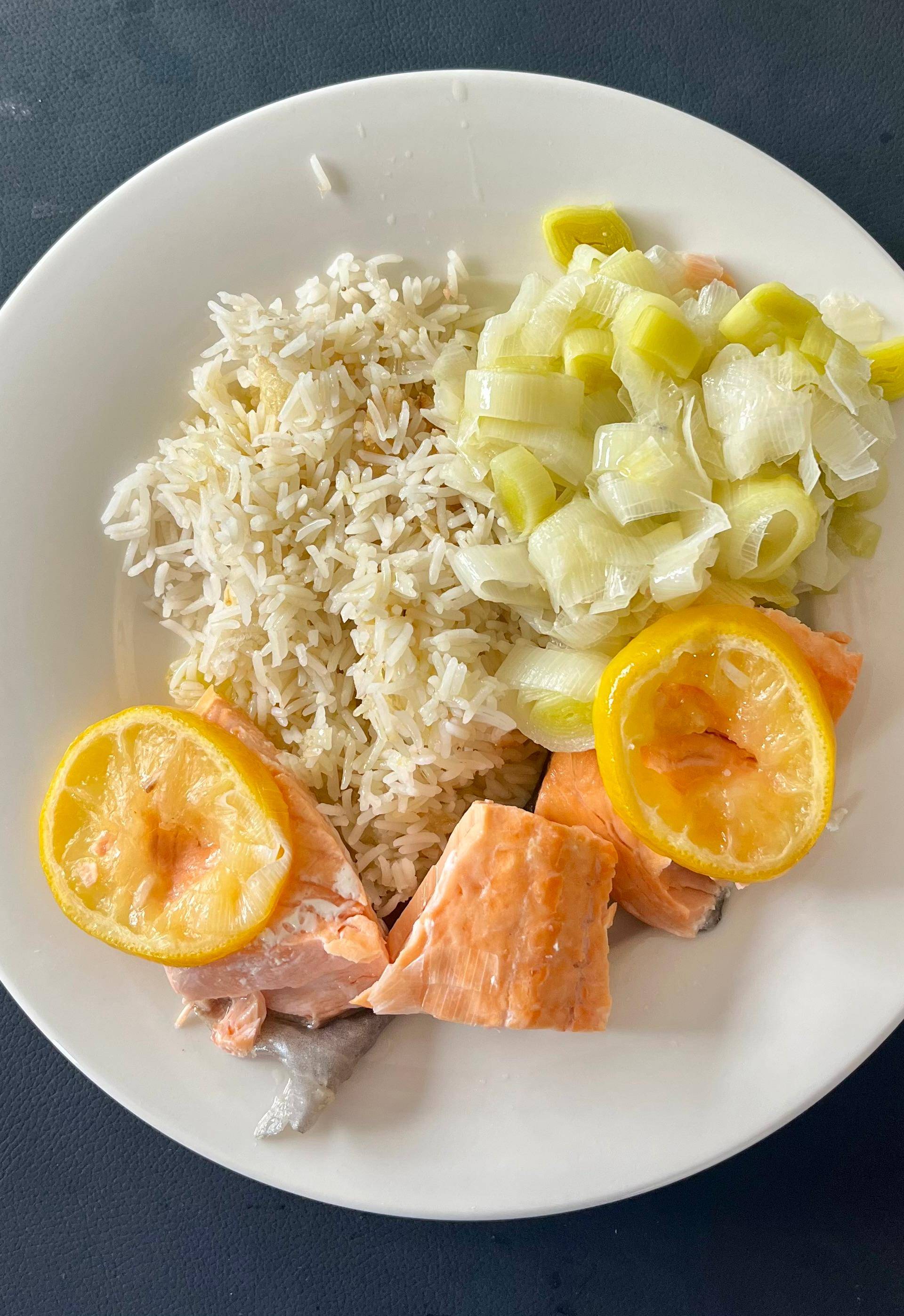 Saumon, riz et poireaux - Recette Companion Connect XL | Moulinex