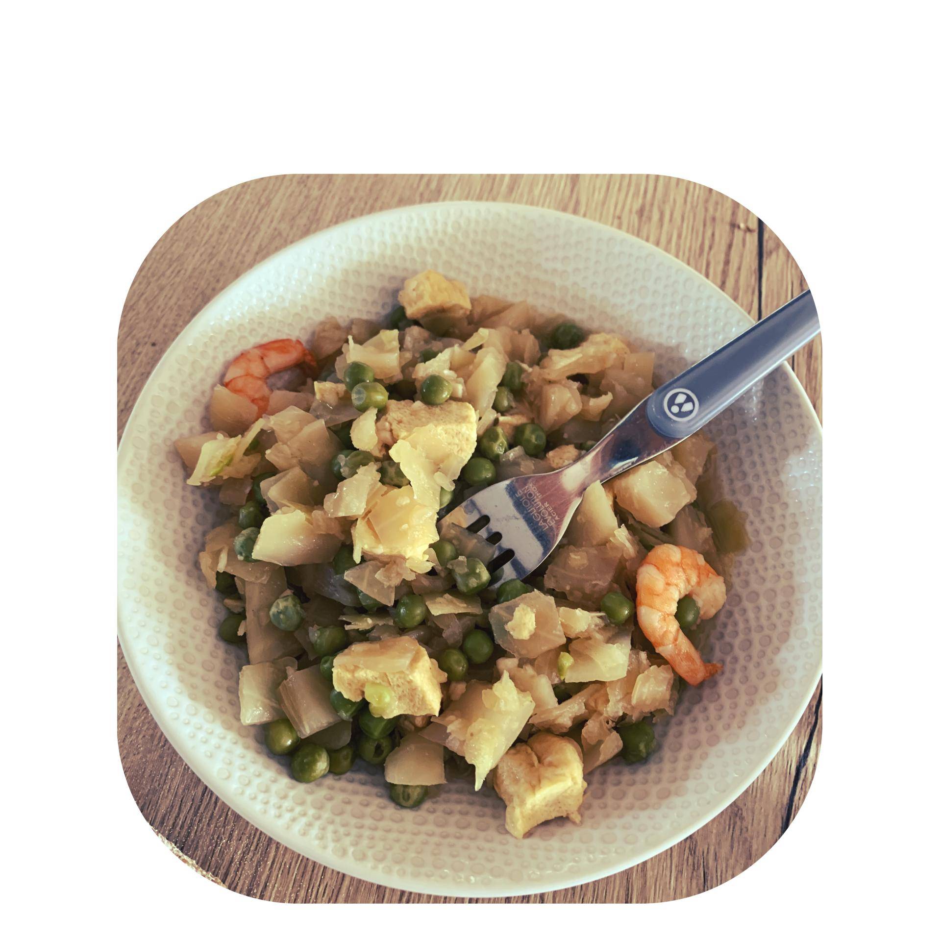 Chou chinois aux crevettes et omelette ( type bouillon ou soupe) - Recette Companion Connect XL | Moulinex