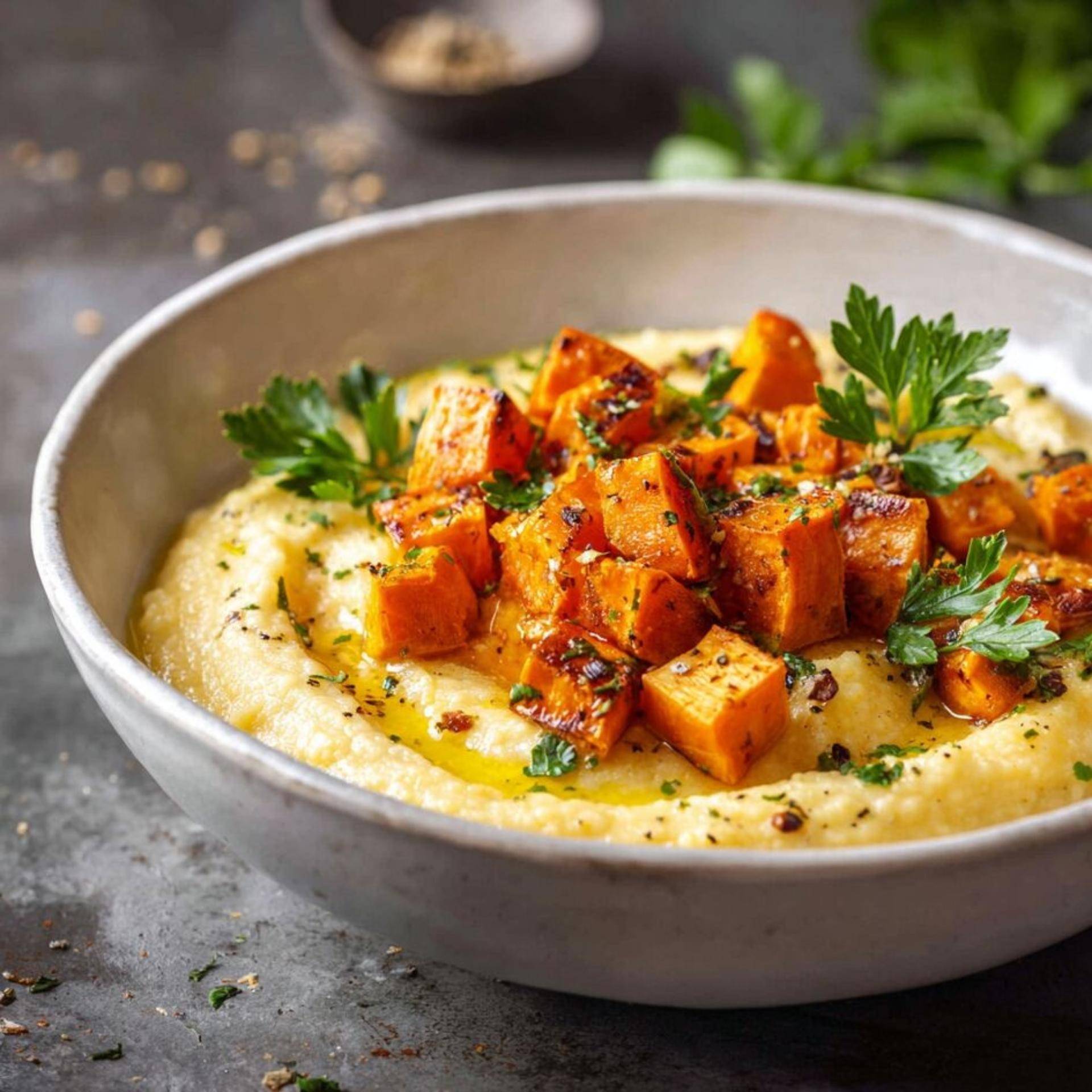 Polenta crémeuse au parmesan & légumes rôtis - Recette Companion Connect | Moulinex