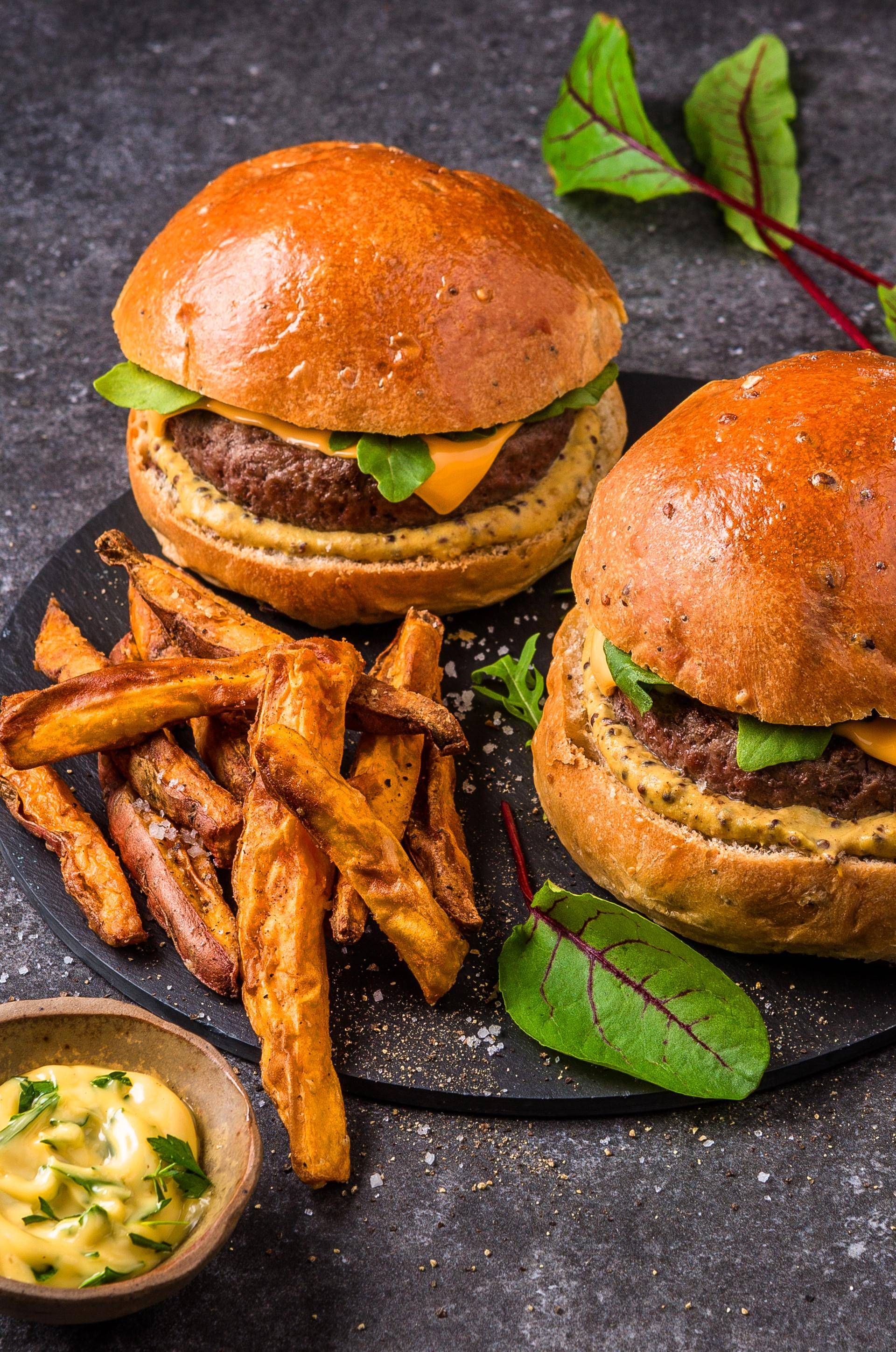 Hamburger et frites de patates douces - Recette EASY FRY OVEN & GRILL 9 in 1 | Moulinex