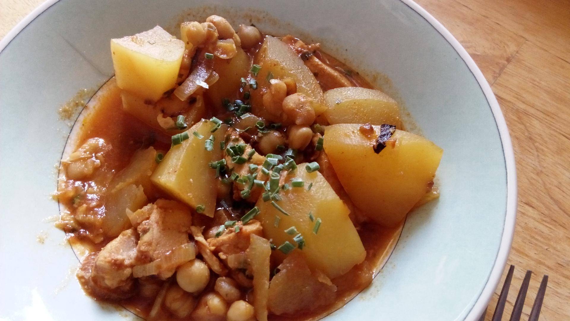 Tajine escalope pomme de terre et pois chiche - Recette Cookeo | Moulinex