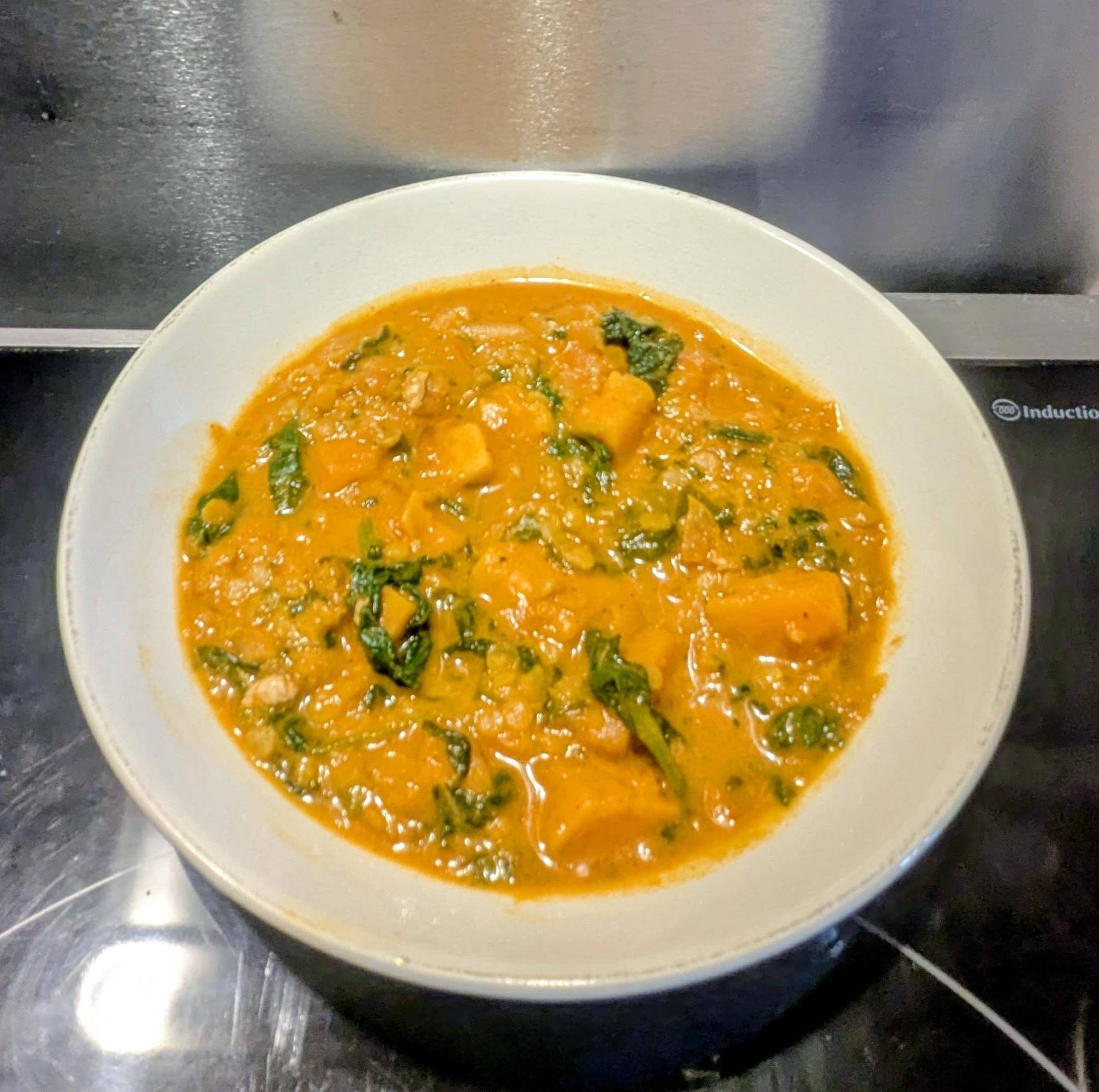 Dahl de patate douce, lentilles corail et épinards - Recette Companion Connect XL | Moulinex