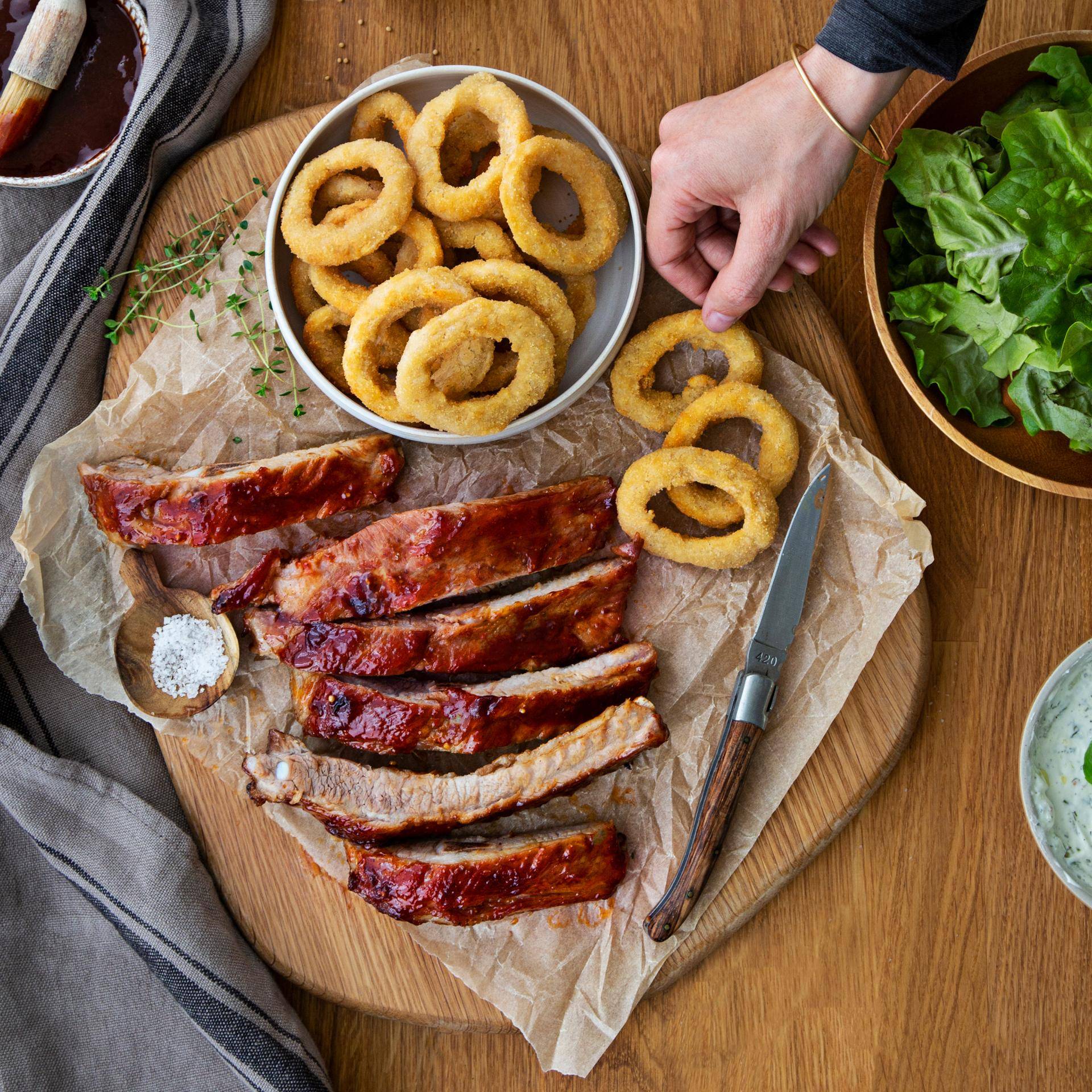 Varkensribbetjes en uiringen - Recette EASY FRY & GRILL 2 in 1 XXL | Moulinex