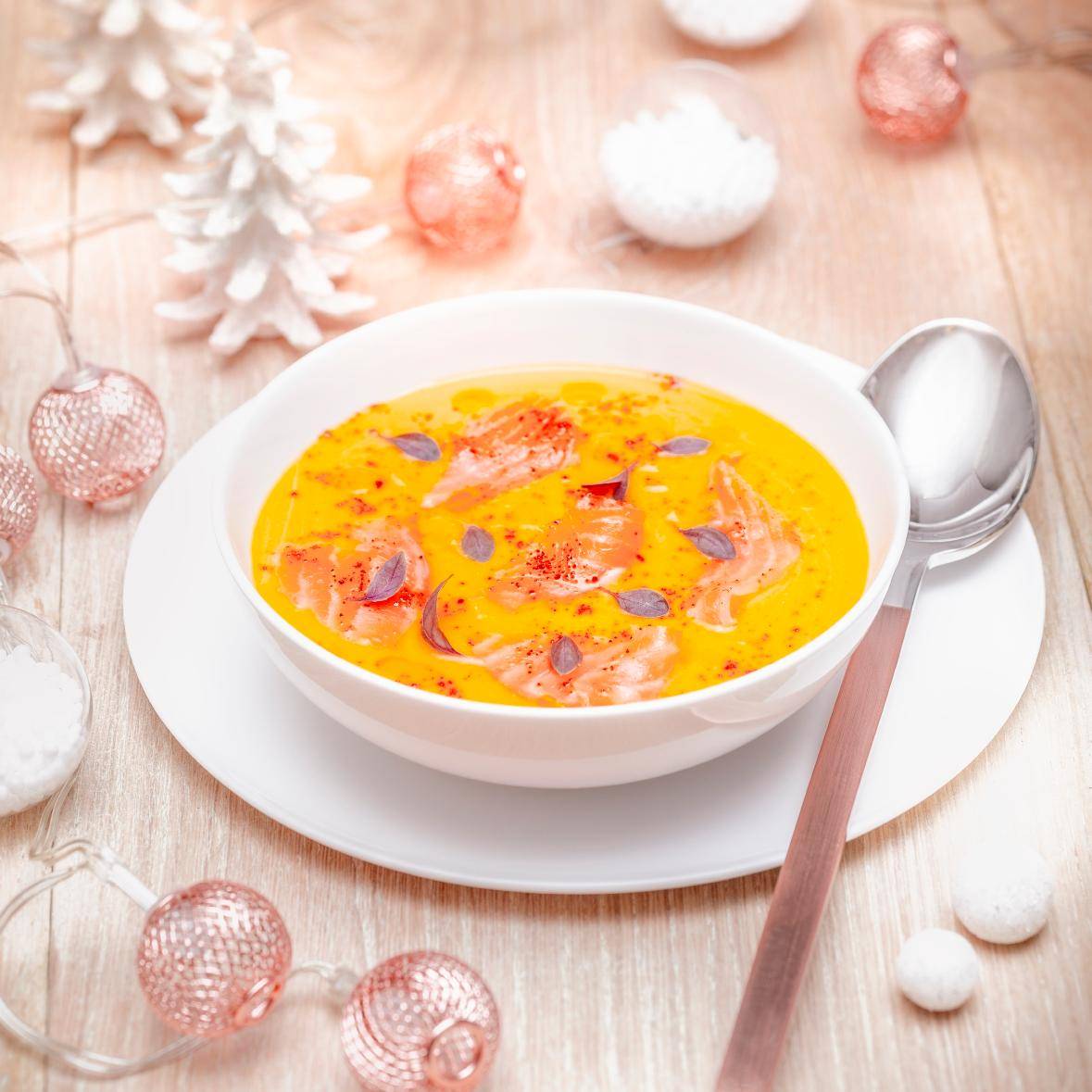 Crème potiron coco et saumon fumé - Recette Companion Connect | Moulinex